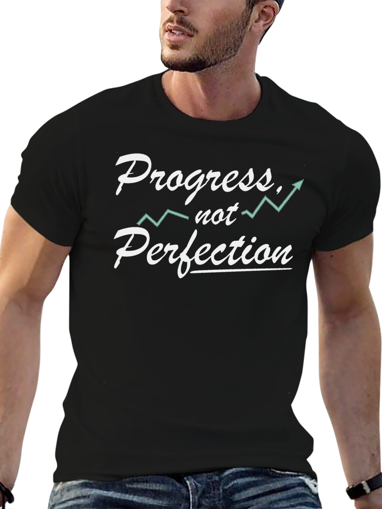 Progress Not Perfection Black Graphic Tee
