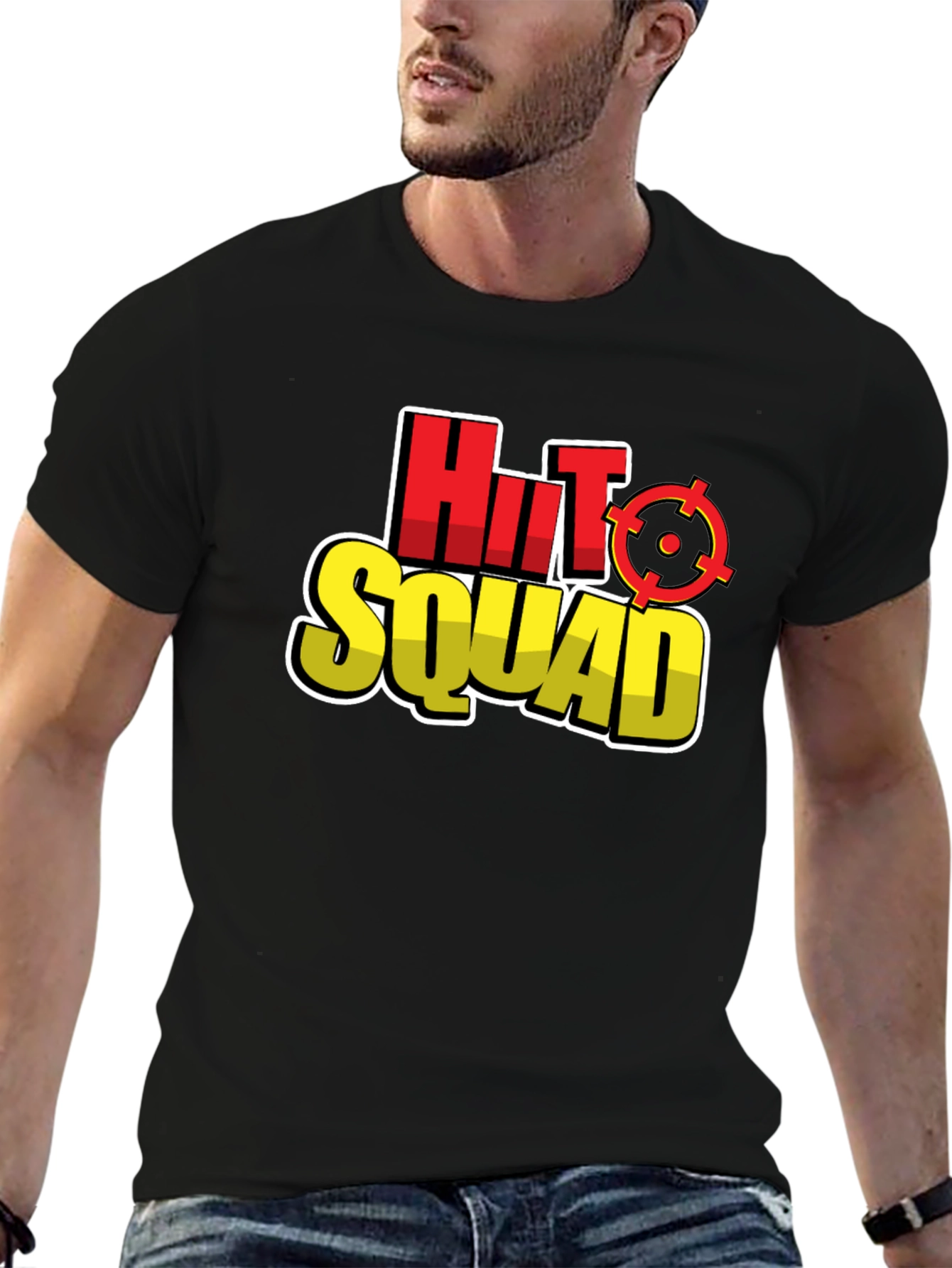Hit Squad Graphic Tee - Black Cotton T-Shirt