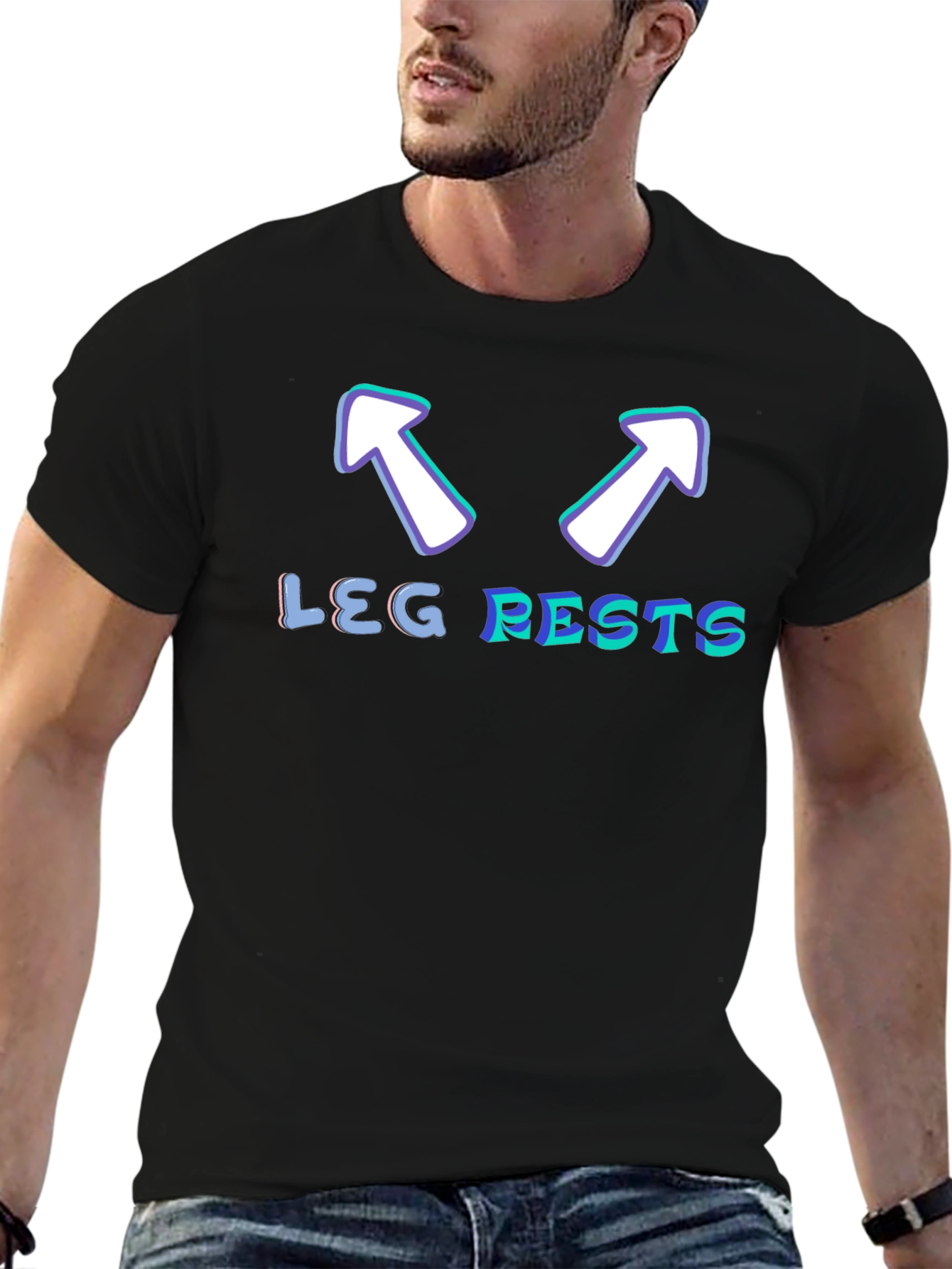 Leg Rests Graphic Tee - Funny Arrow Design