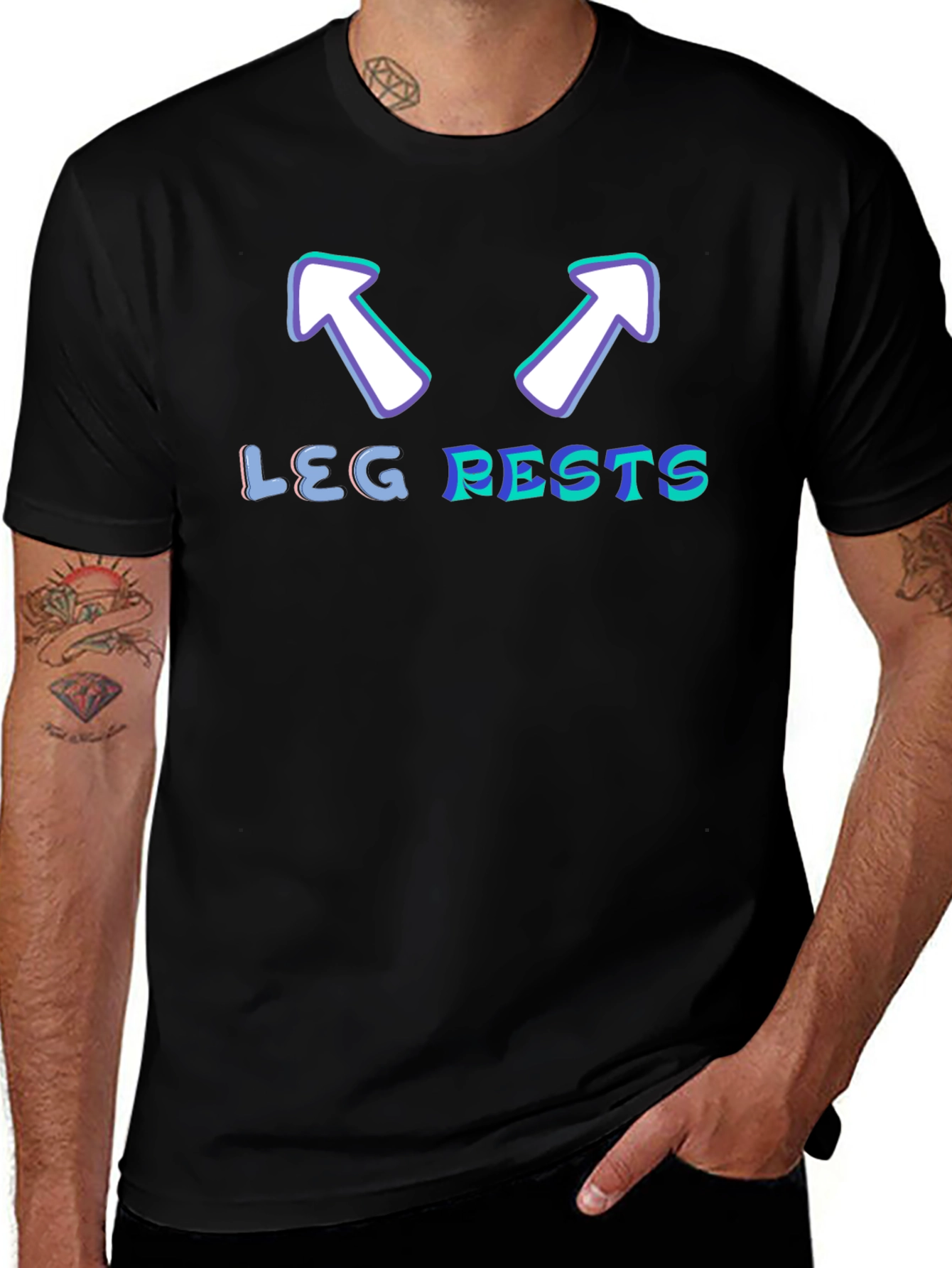 Leg Rests Graphic Tee - Funny Arrow Design