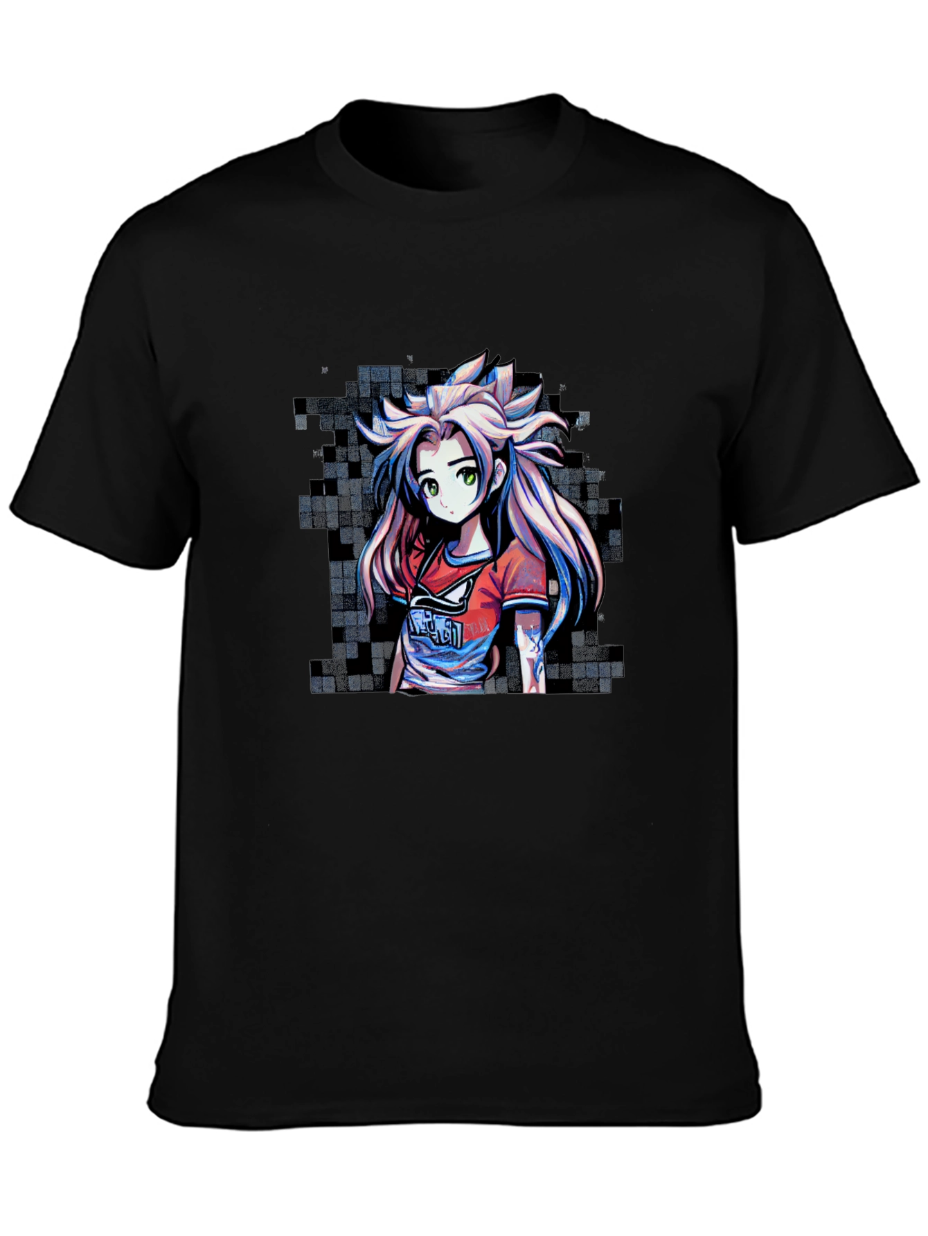 Anime Girl Graphic Tee - Stylish Pixel Art Design