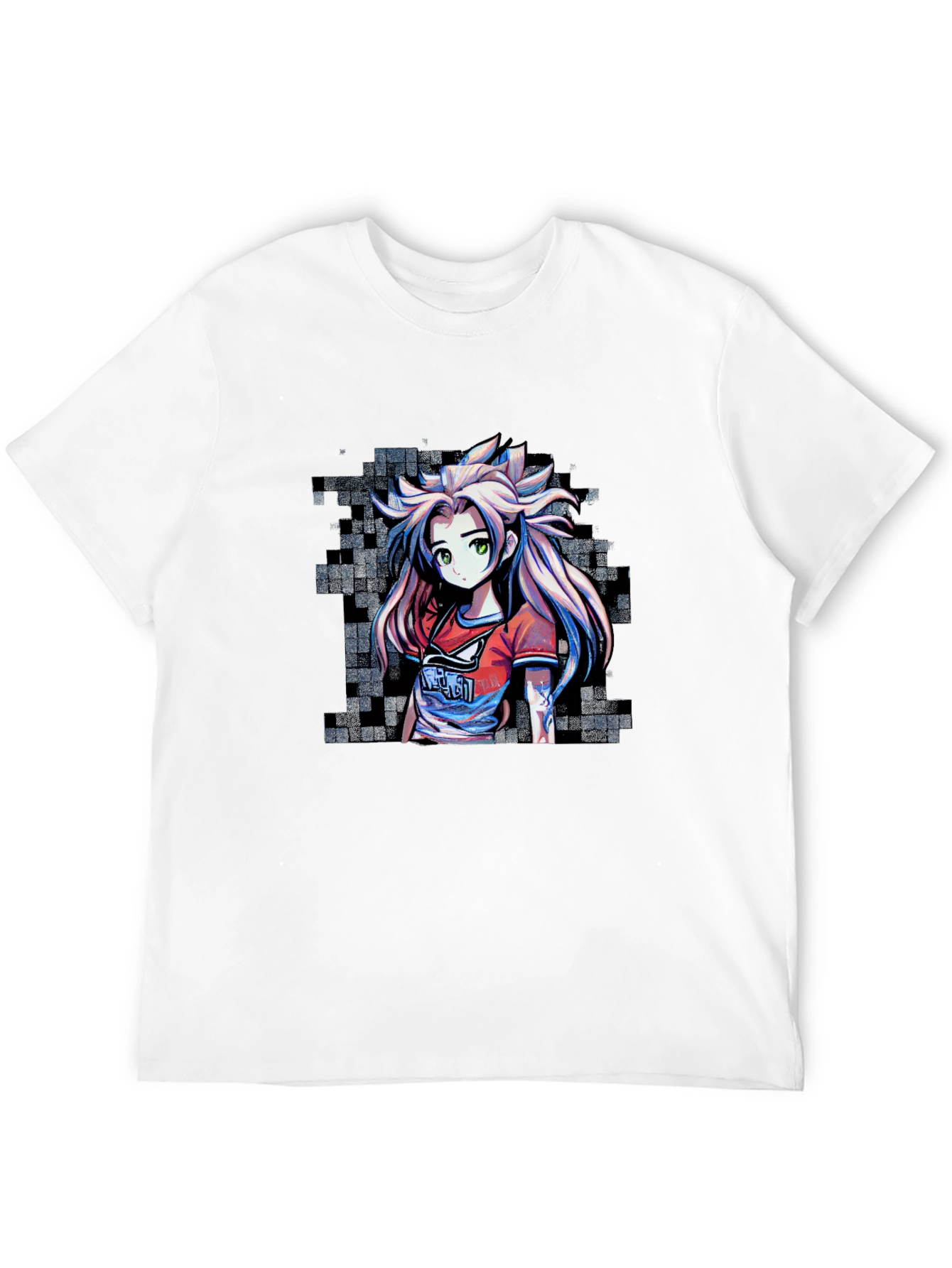 Anime Girl Graphic Tee - Stylish Pixel Art Design