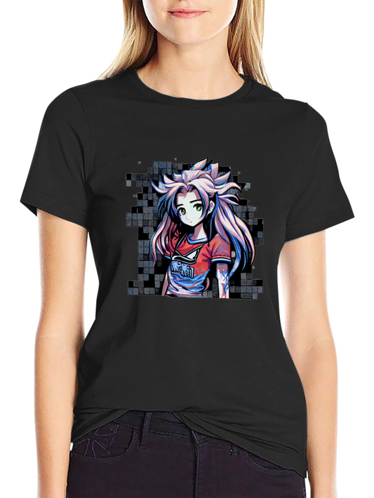 Anime Girl Graphic Tee - Stylish Pixel Art Design