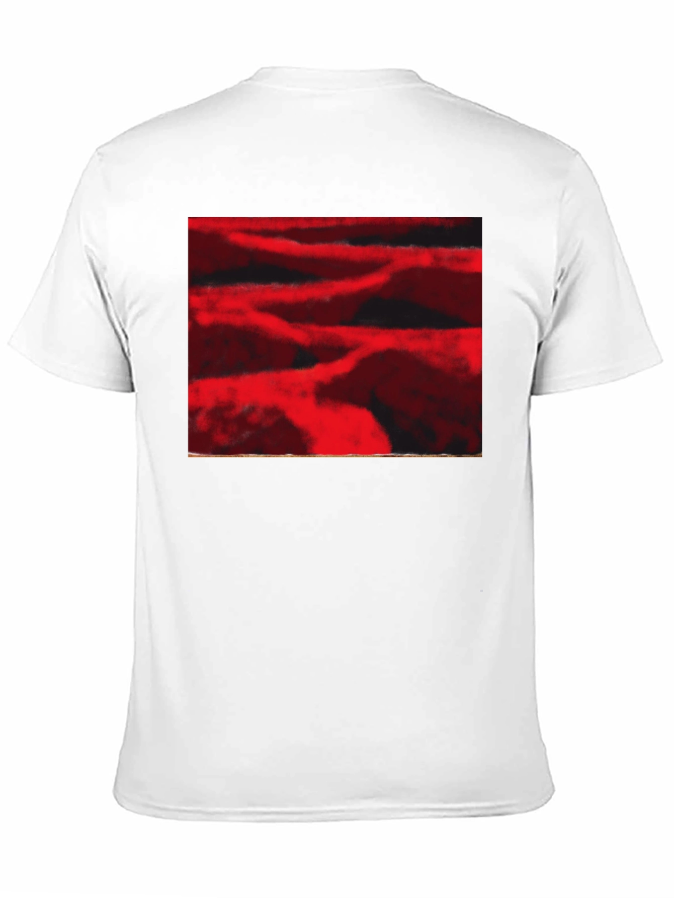 Abstract Red Landscape Print Black T-Shirt