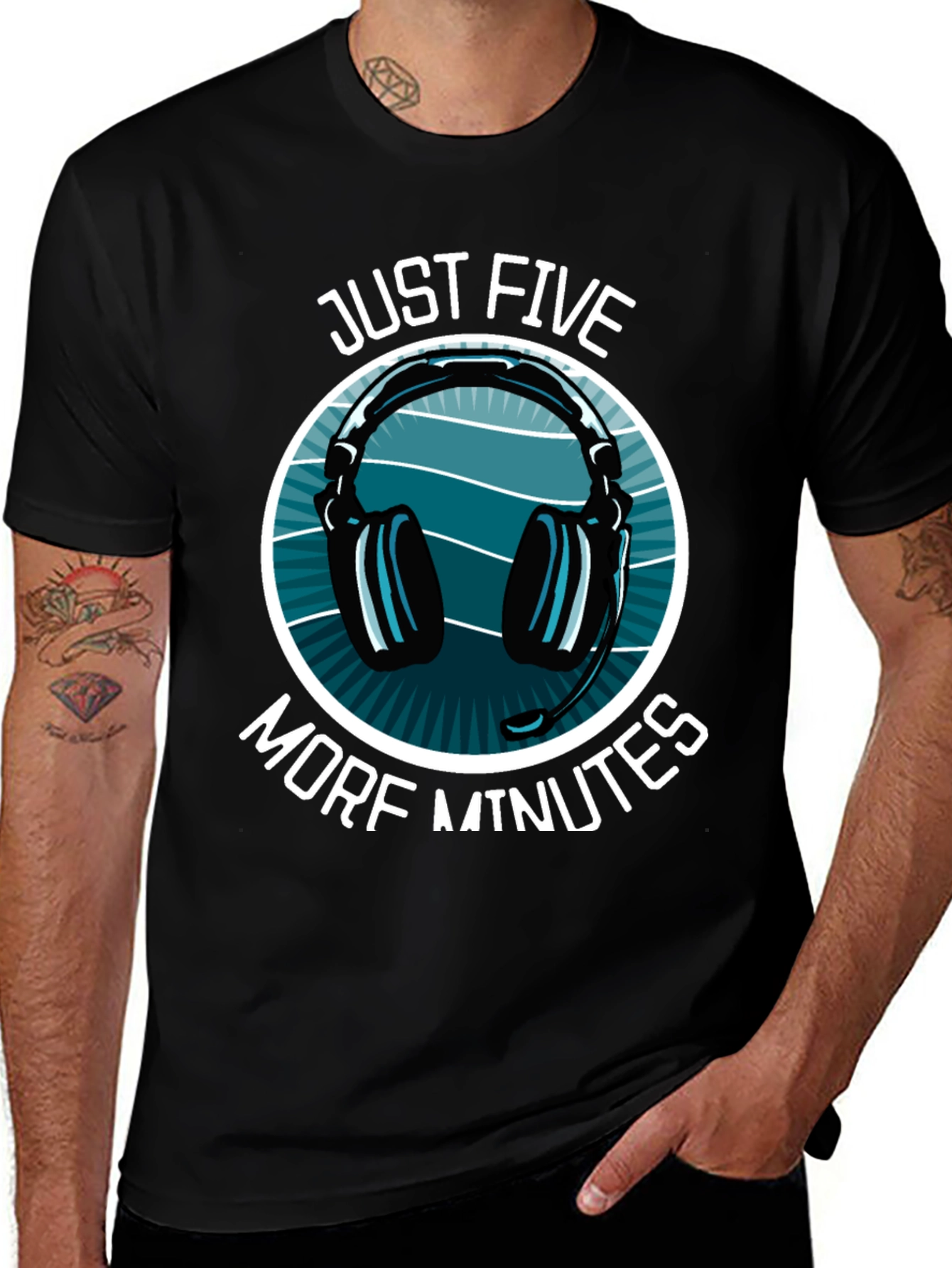 Just Five More Minutes Gamer T-Shirt - Black