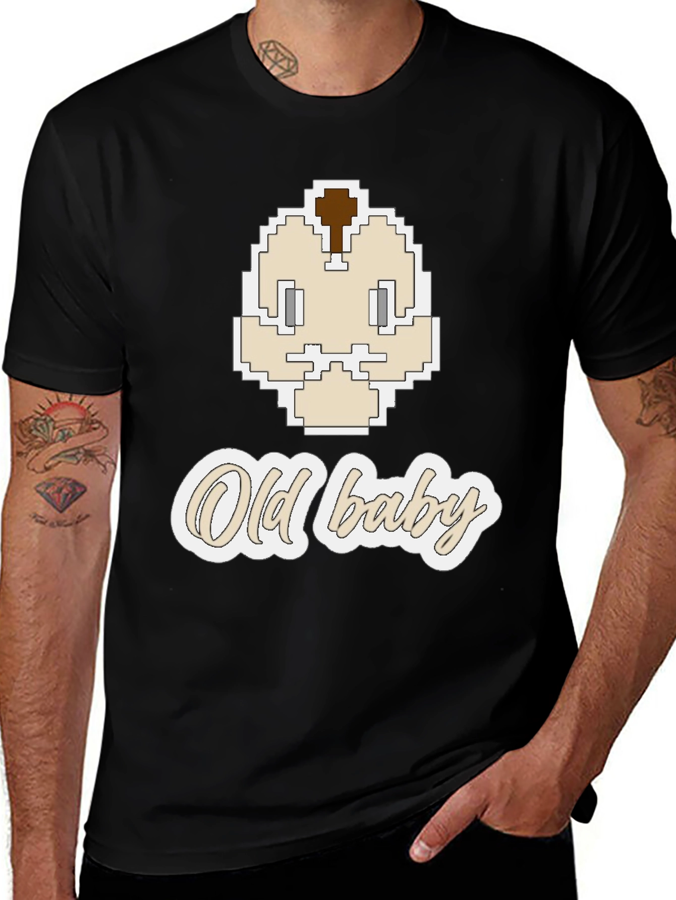 Old Baby Pixel Art Graphic Tee
