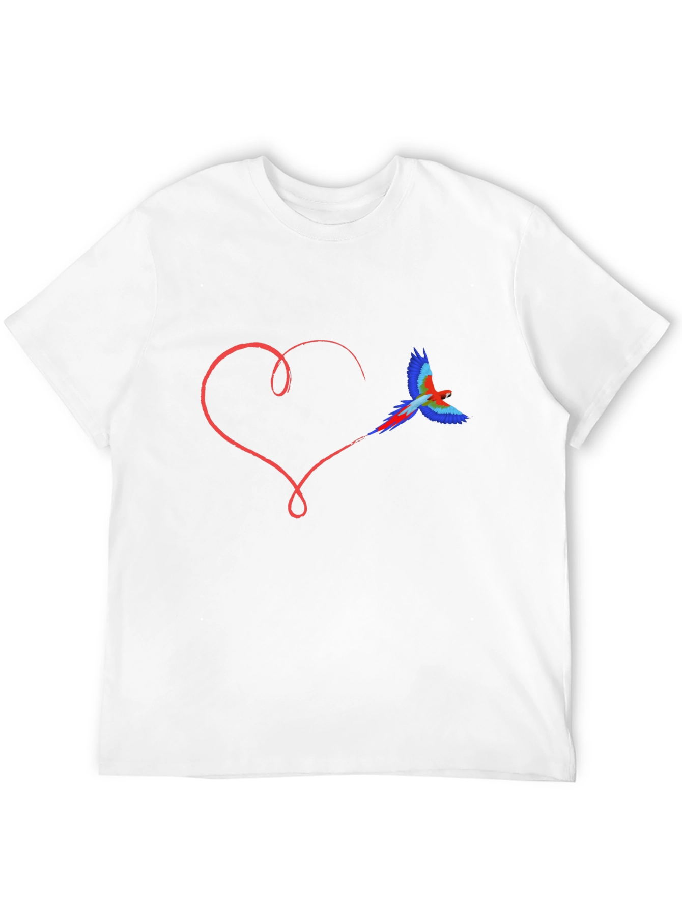 Heart & Parrot Graphic Black T-Shirt