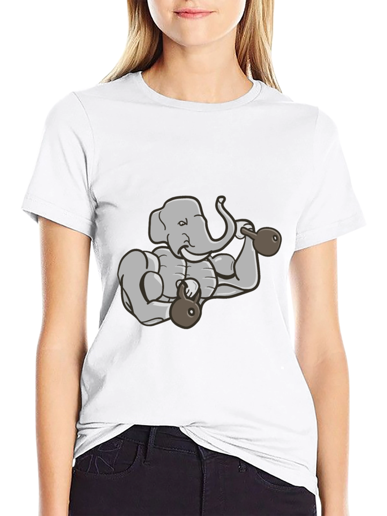 Weightlifting Elephant Graphic Tee - Black