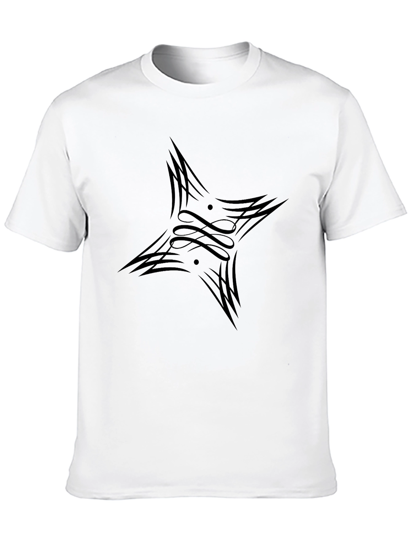 Black Graphic Tee - Tribal Star Design