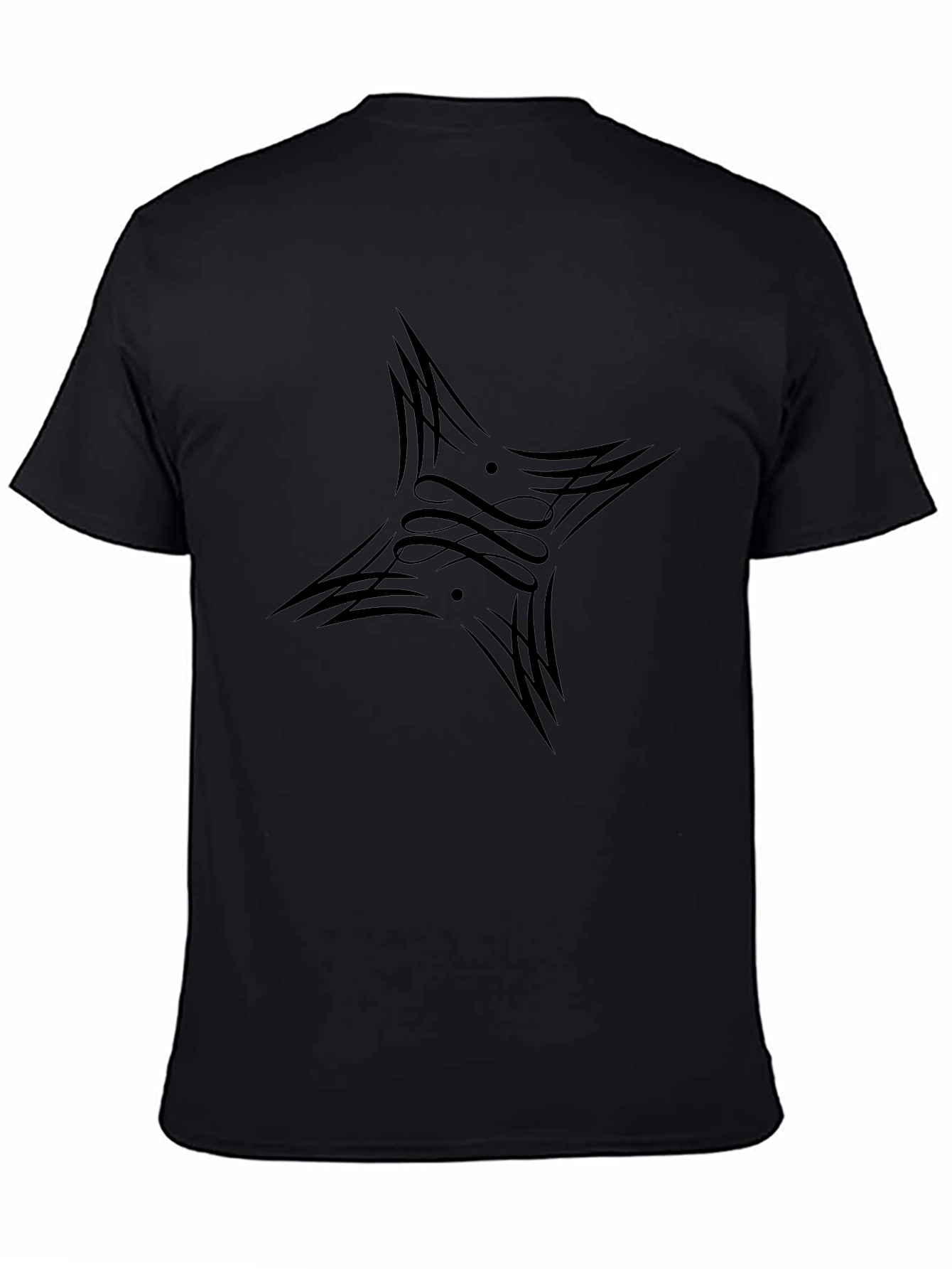 Black Graphic Tee - Tribal Star Design