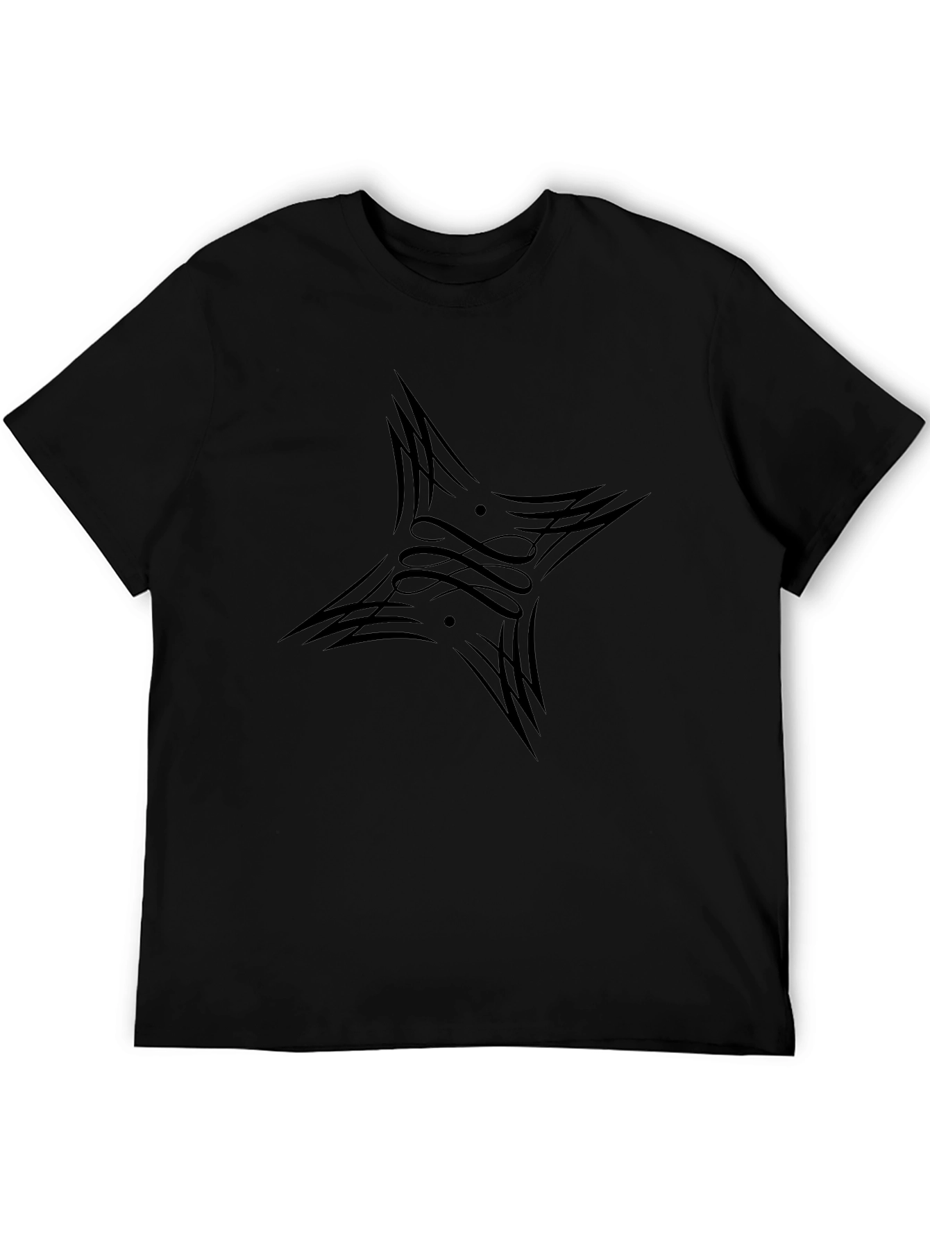 Black Graphic Tee - Tribal Star Design