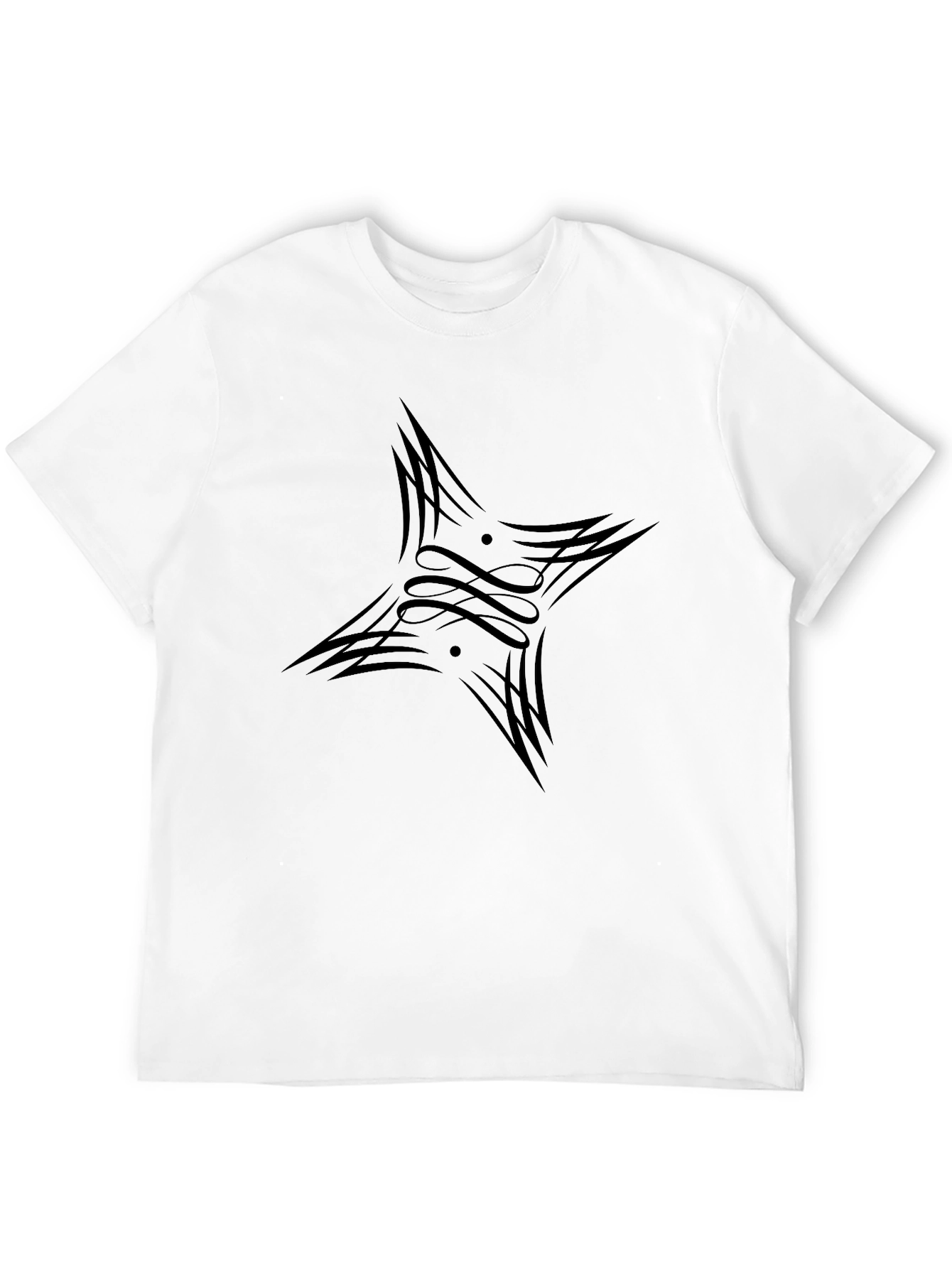 Black Graphic Tee - Tribal Star Design