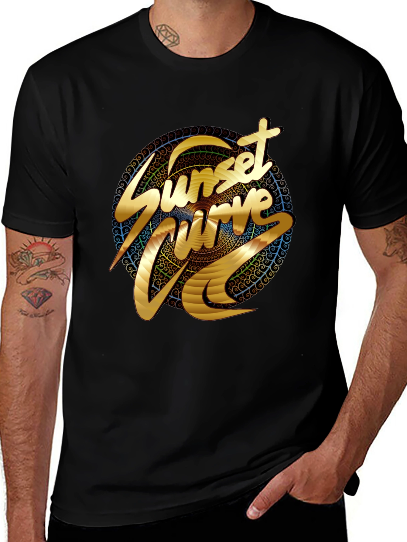 Sunset Curve Graphic T-Shirt - Black