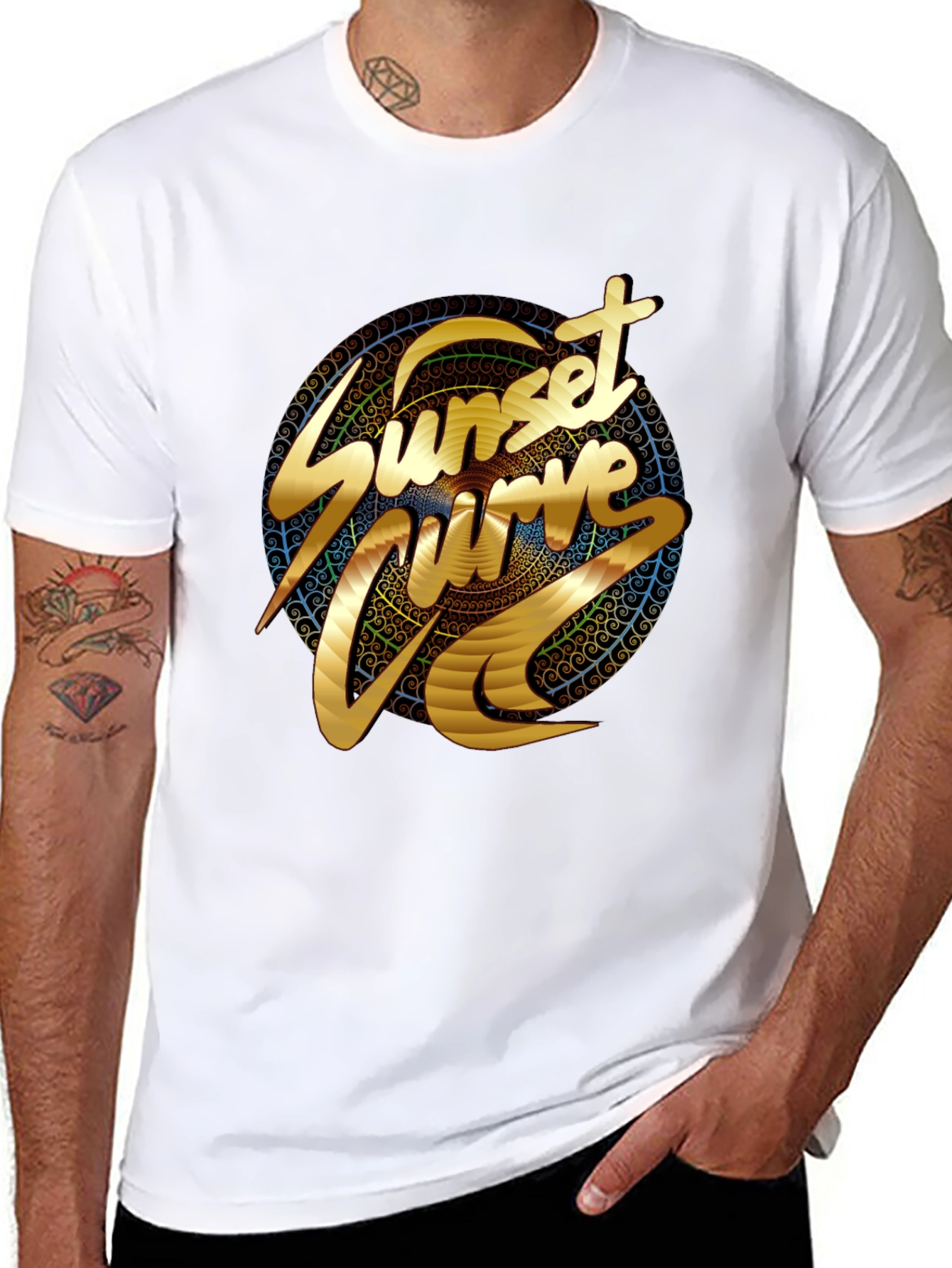 Sunset Curve Graphic T-Shirt - Black