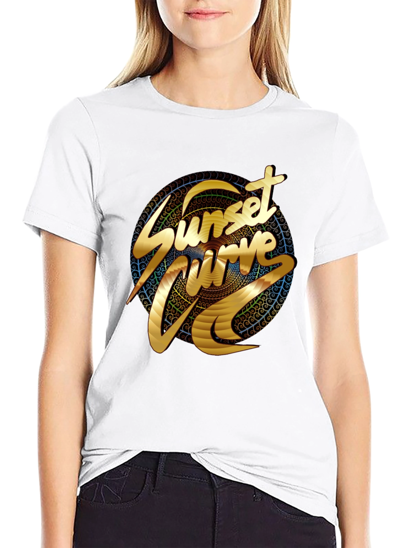 Sunset Curve Graphic T-Shirt - Black