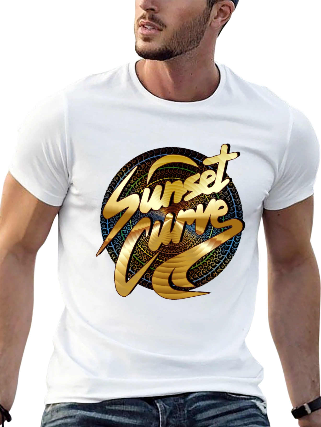 Sunset Curve Graphic T-Shirt - Black