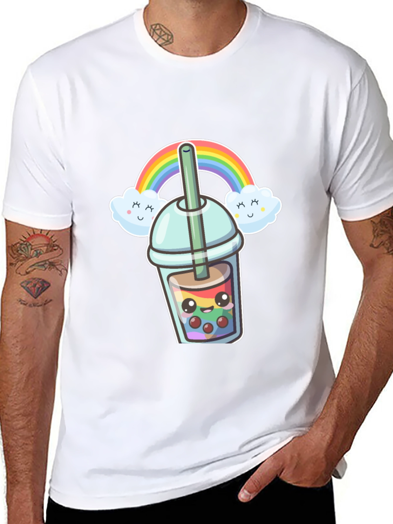 Rainbow Boba Kawaii Graphic Tee