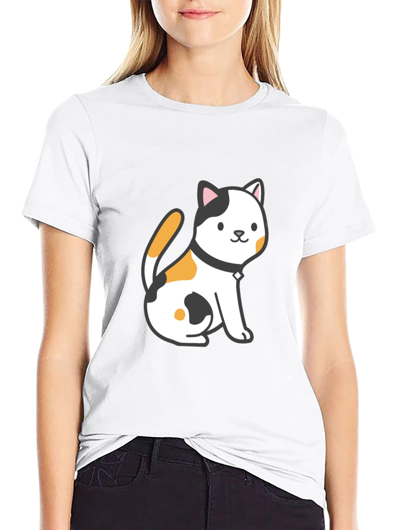 Cute Cat Graphic Tee - Black Unisex T-Shirt