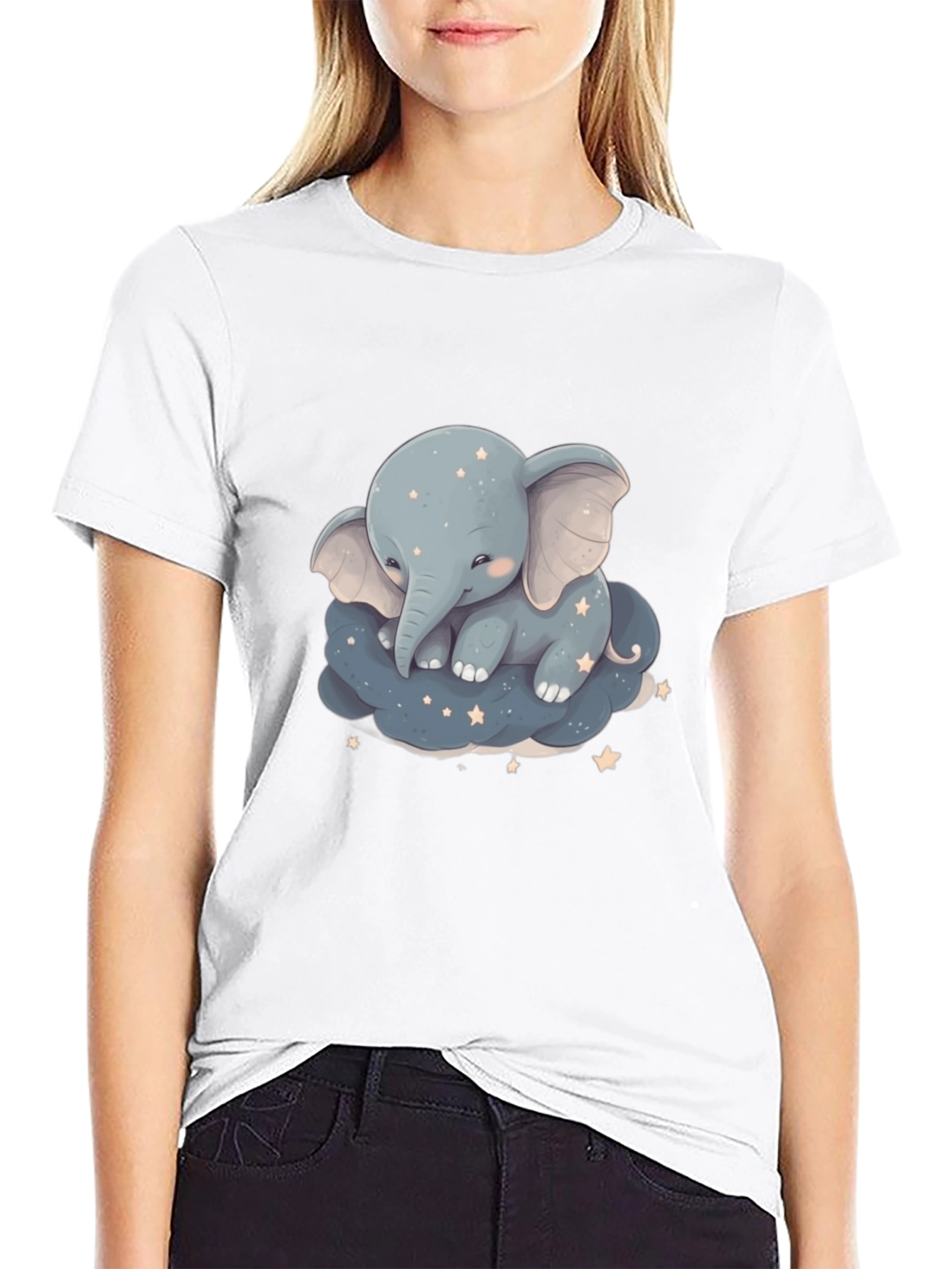 Cute Elephant On Cloud Graphic Tee