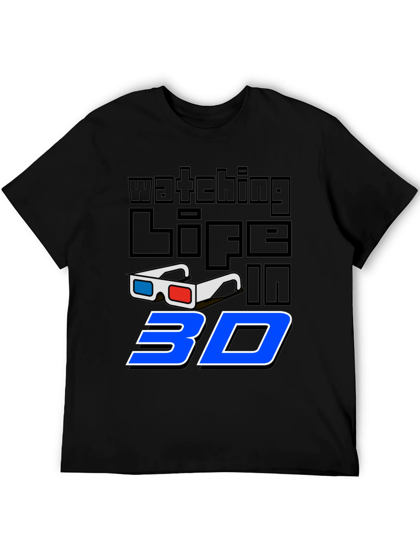 Watching Life in 3D Black Graphic Tee