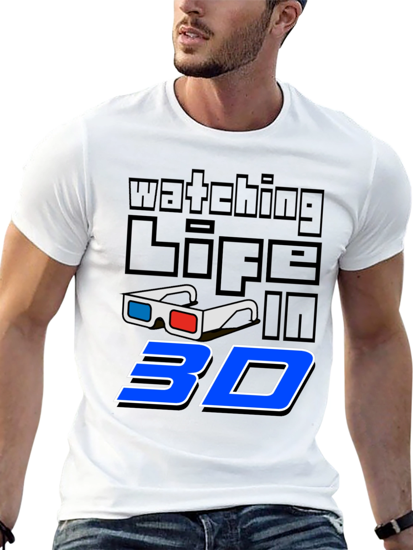 Watching Life in 3D Black Graphic Tee