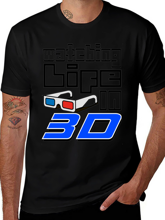 Watching Life in 3D Black Graphic Tee