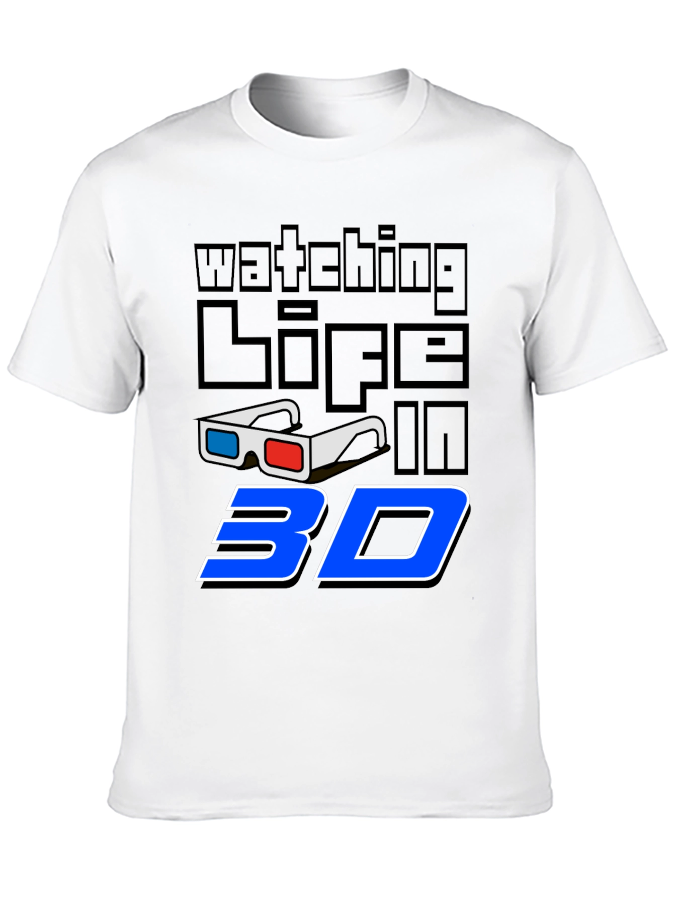 Watching Life in 3D Black Graphic Tee