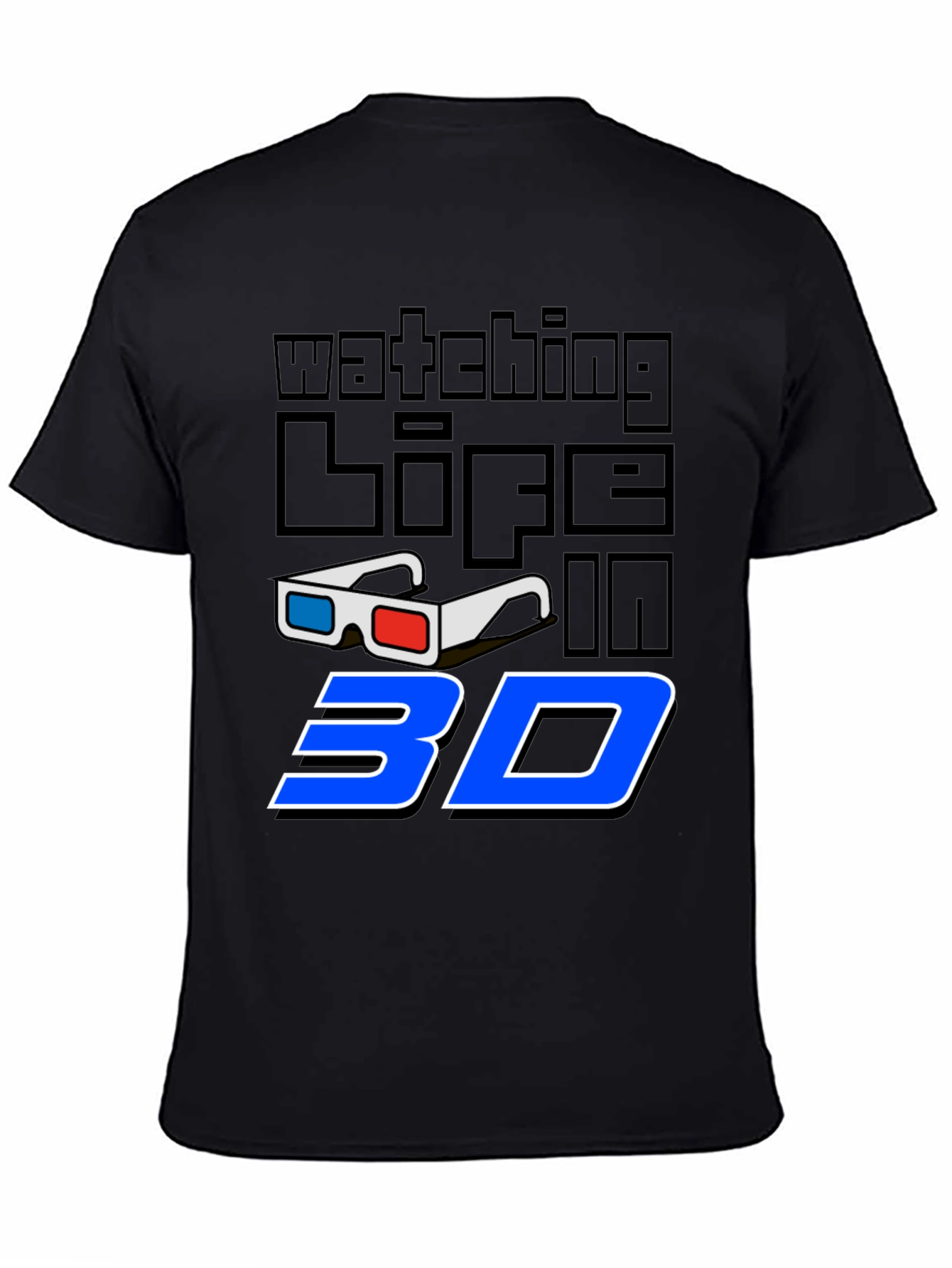Watching Life in 3D Black Graphic Tee