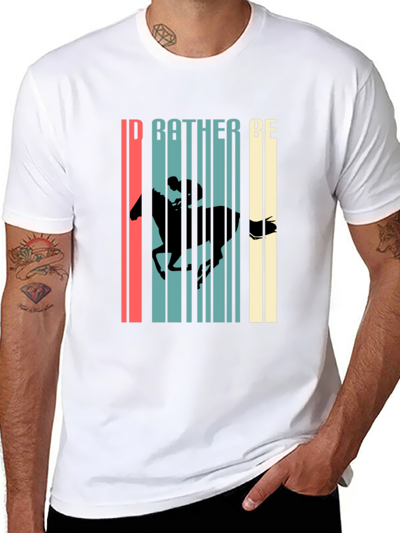 Id Rather Be Horseback Riding Black T-Shirt