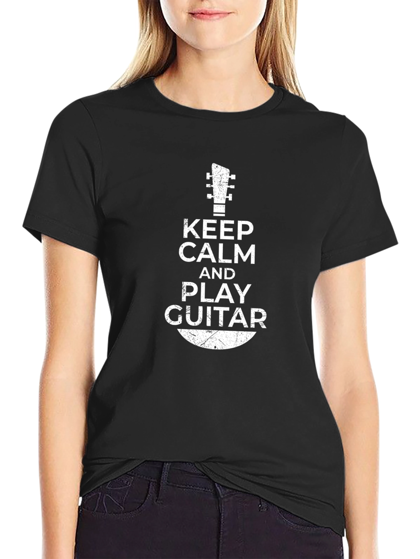 Keep Calm and Play Guitar Black T-Shirt