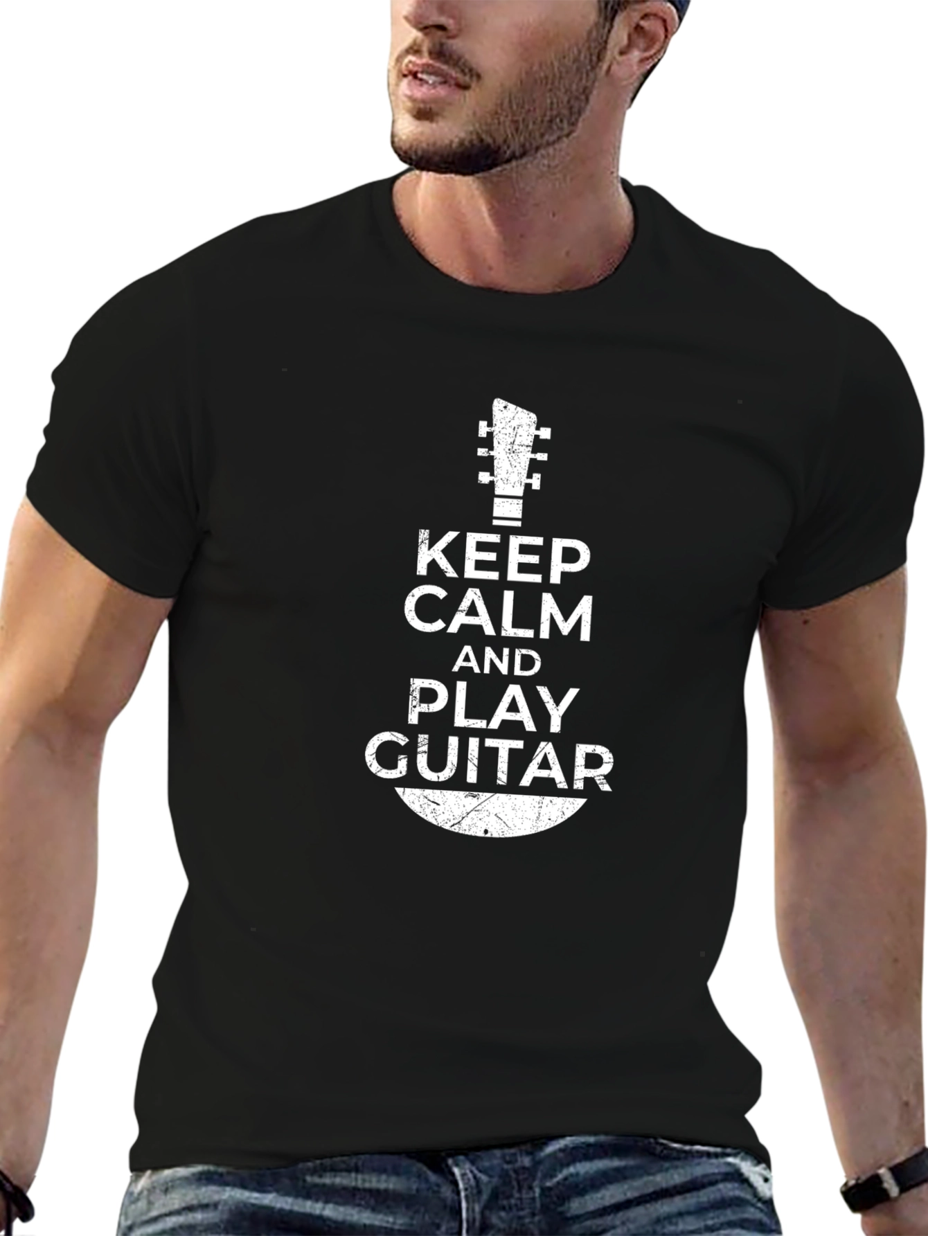 Keep Calm and Play Guitar Black T-Shirt