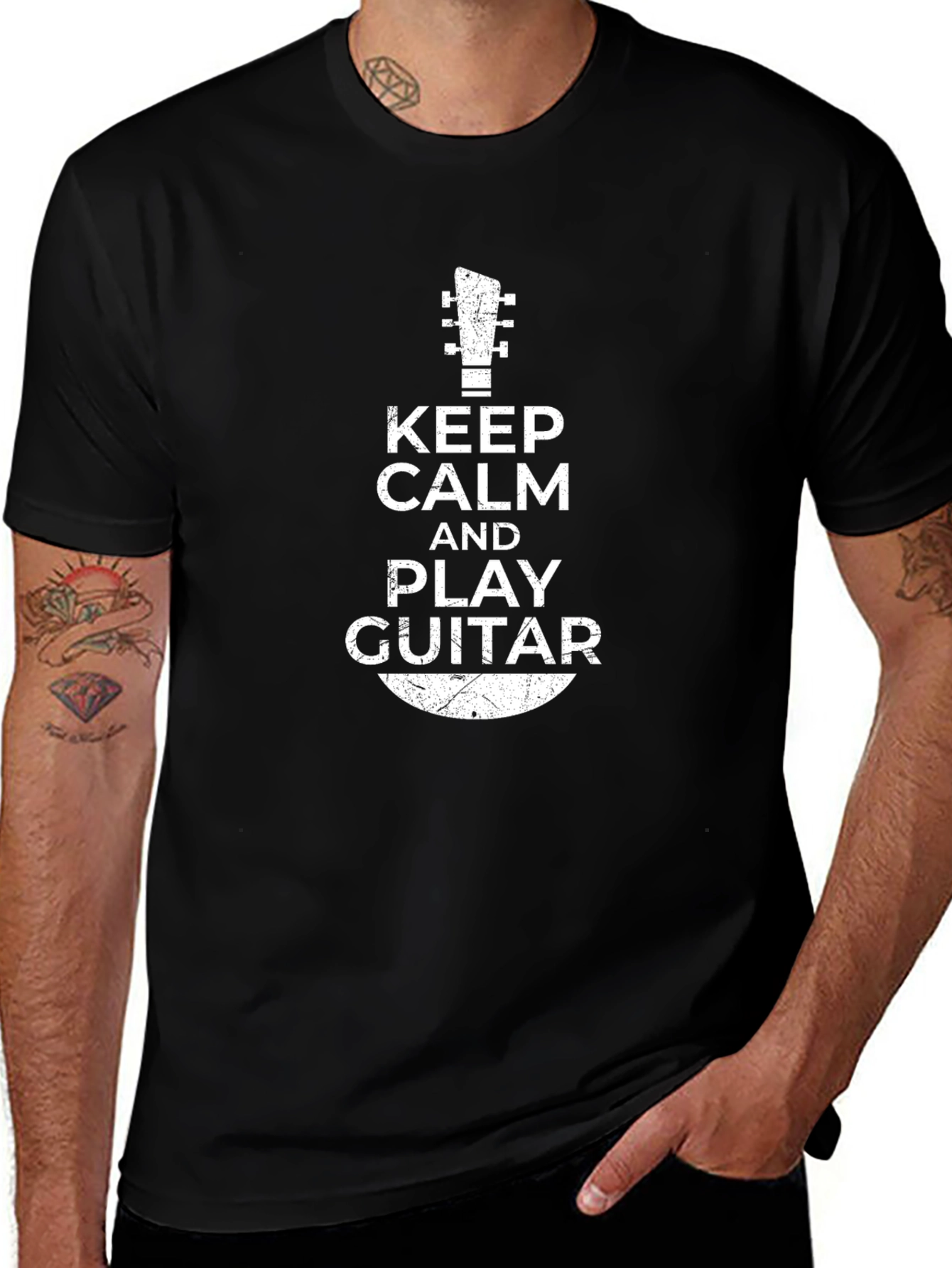 Keep Calm and Play Guitar Black T-Shirt