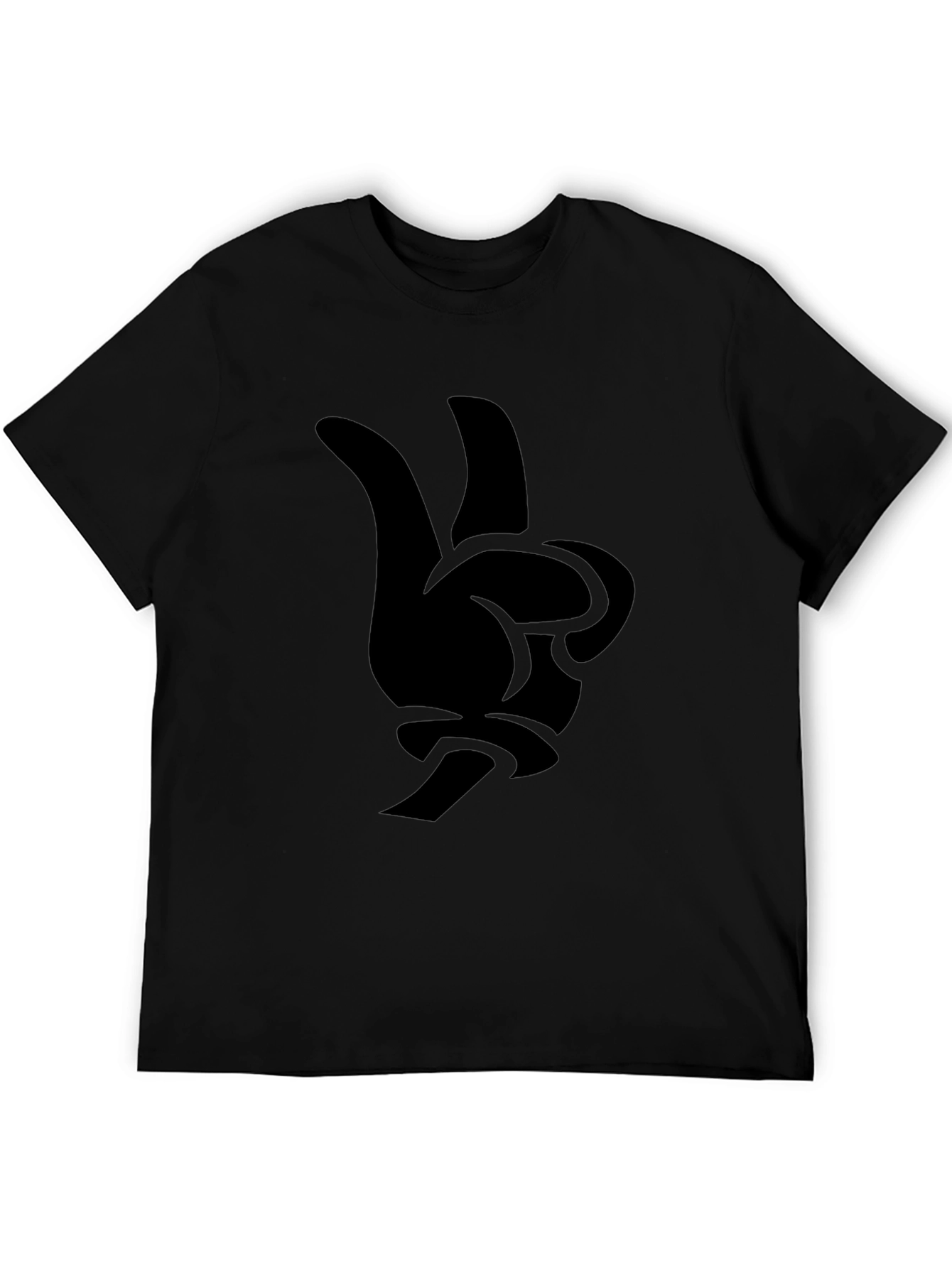 Black Cartoon Hand Peace Sign Graphic Tee