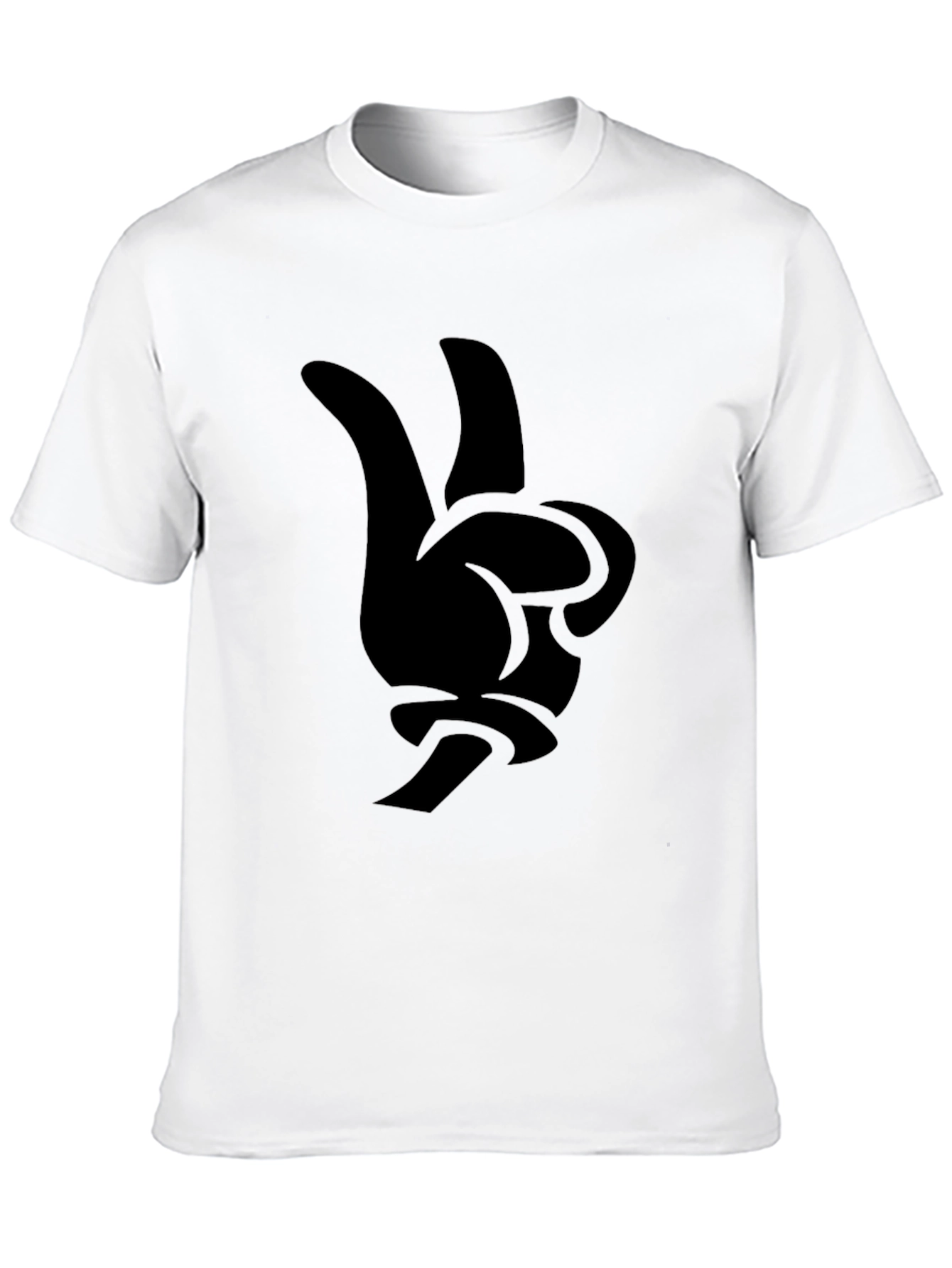 Black Cartoon Hand Peace Sign Graphic Tee