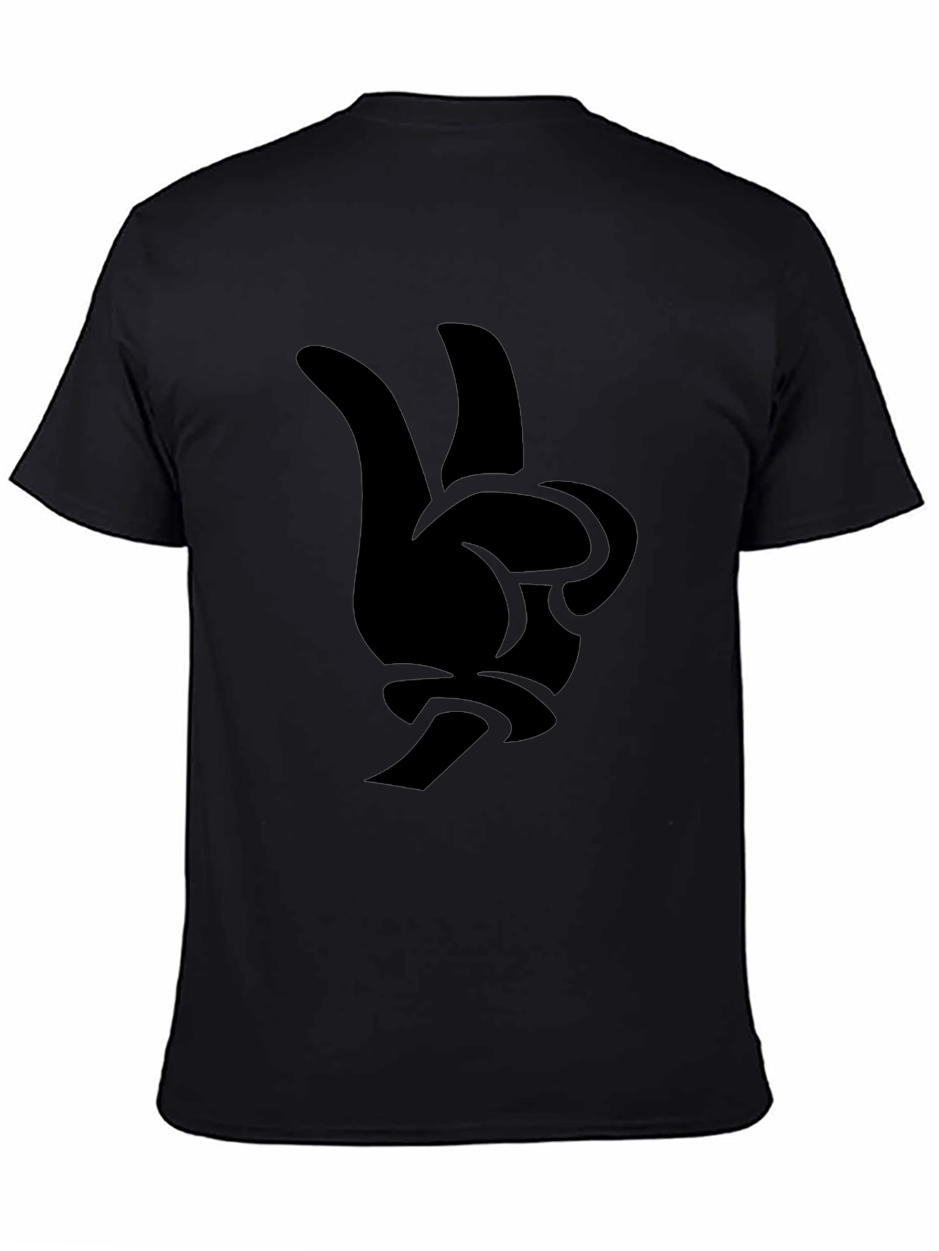 Black Cartoon Hand Peace Sign Graphic Tee