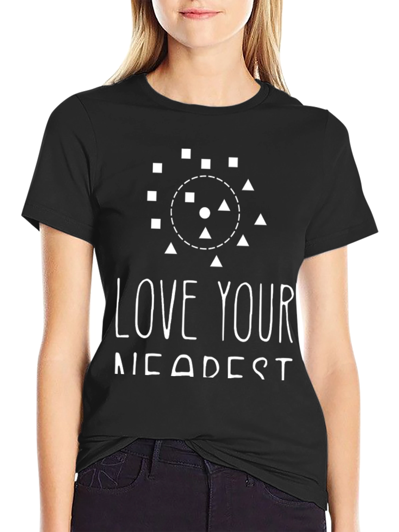 Love Your Nearest Black Graphic Tee
