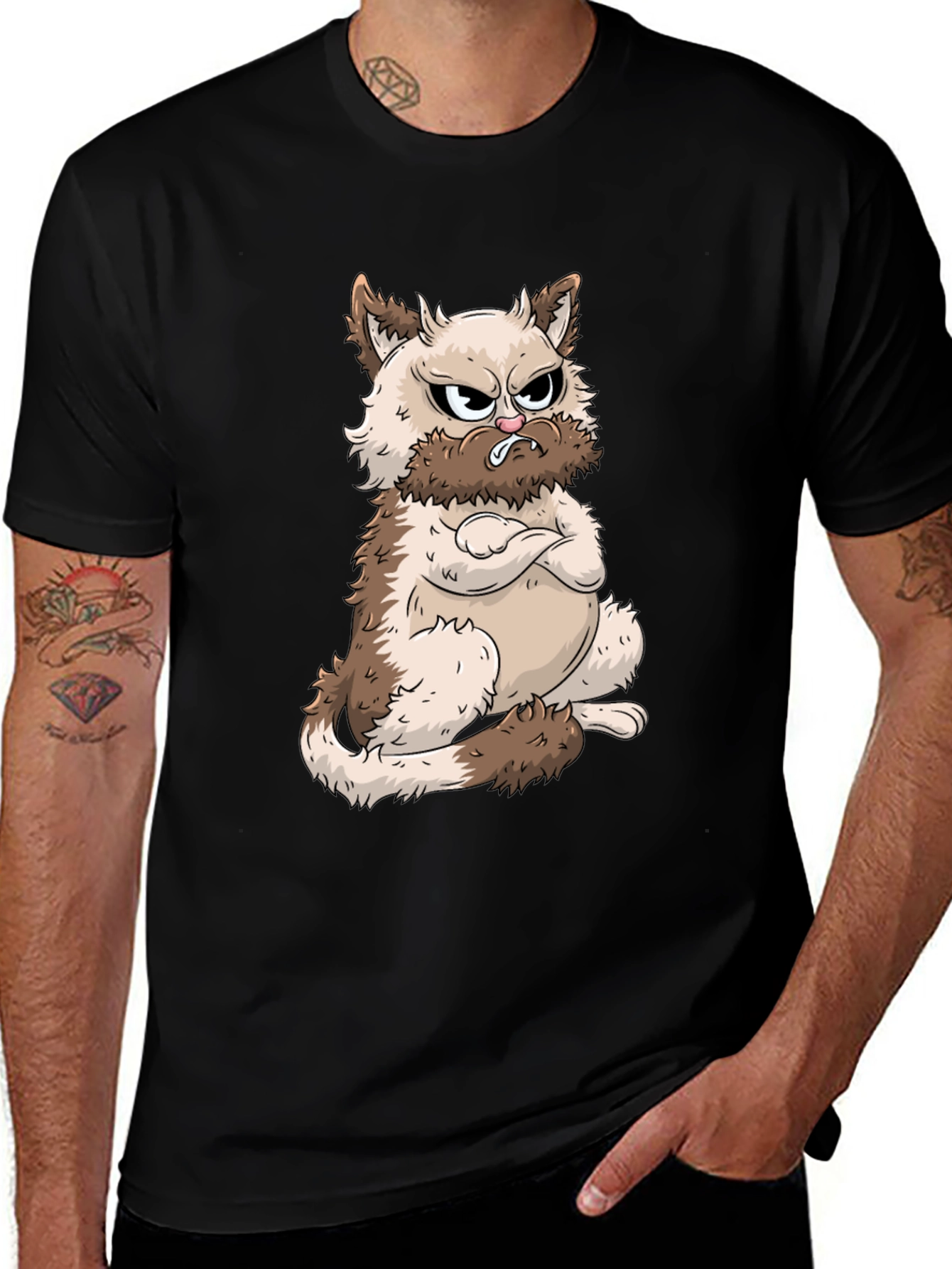Grumpy Cat Graphic Tee - Mens Black T-Shirt