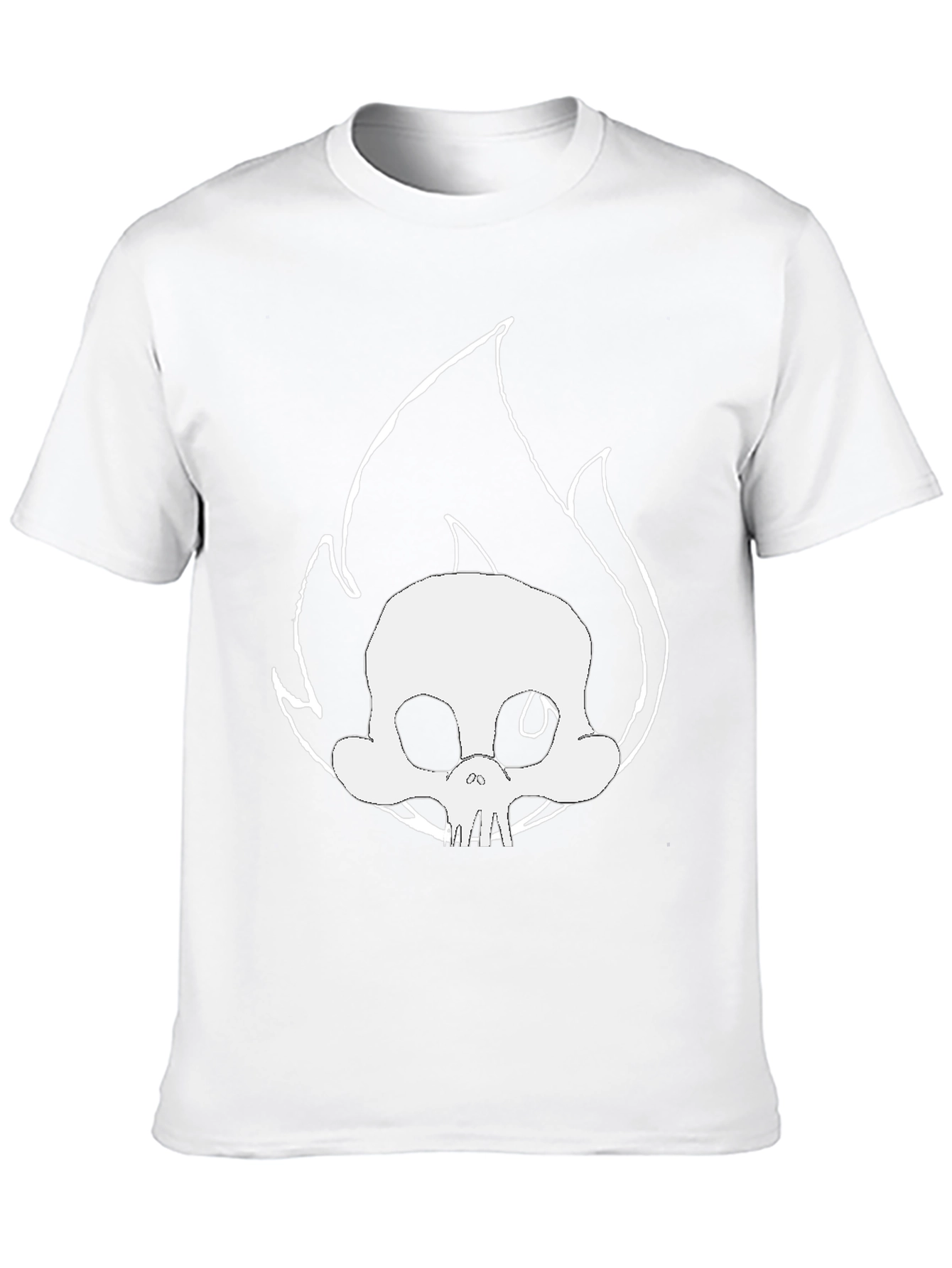 Skull on Fire Graphic Tee - Black Cotton T-Shirt