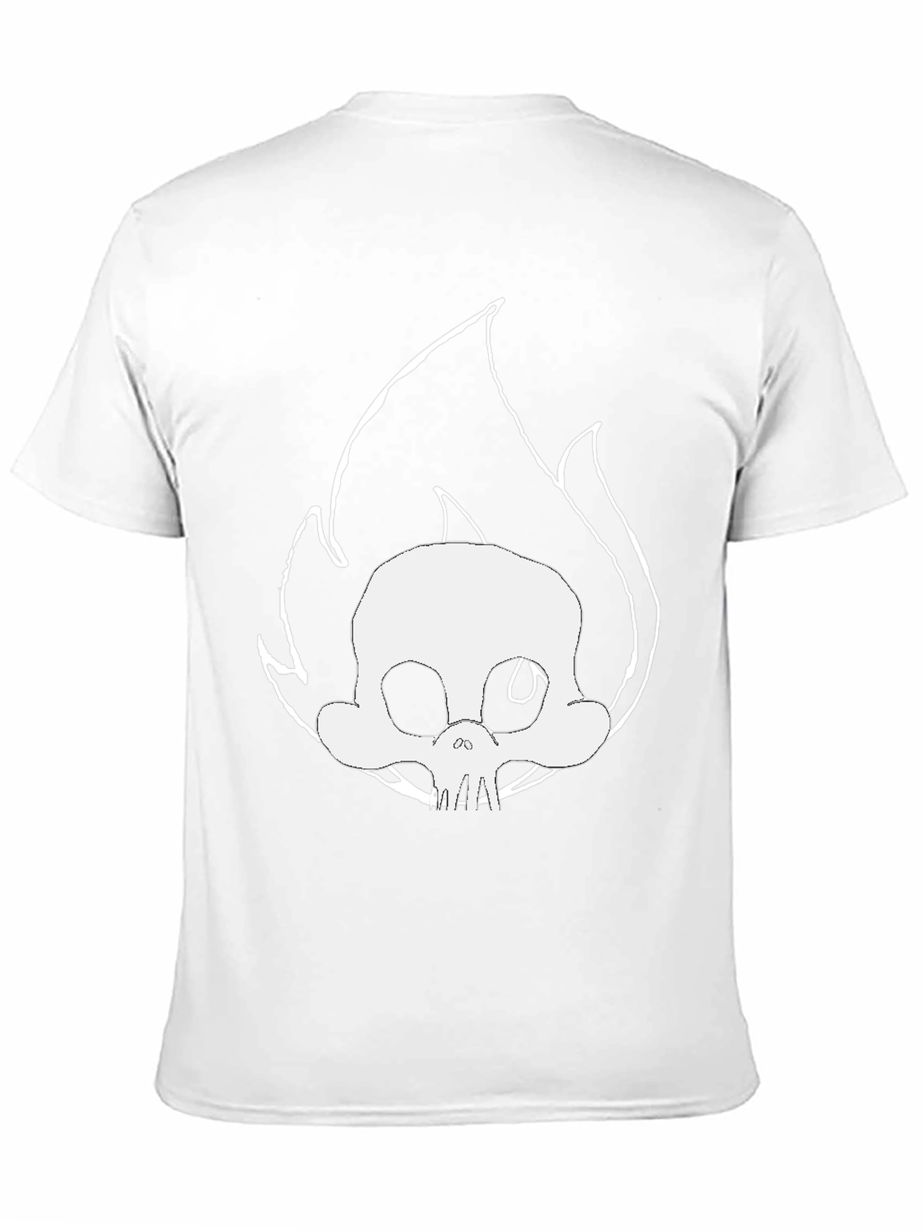 Skull on Fire Graphic Tee - Black Cotton T-Shirt
