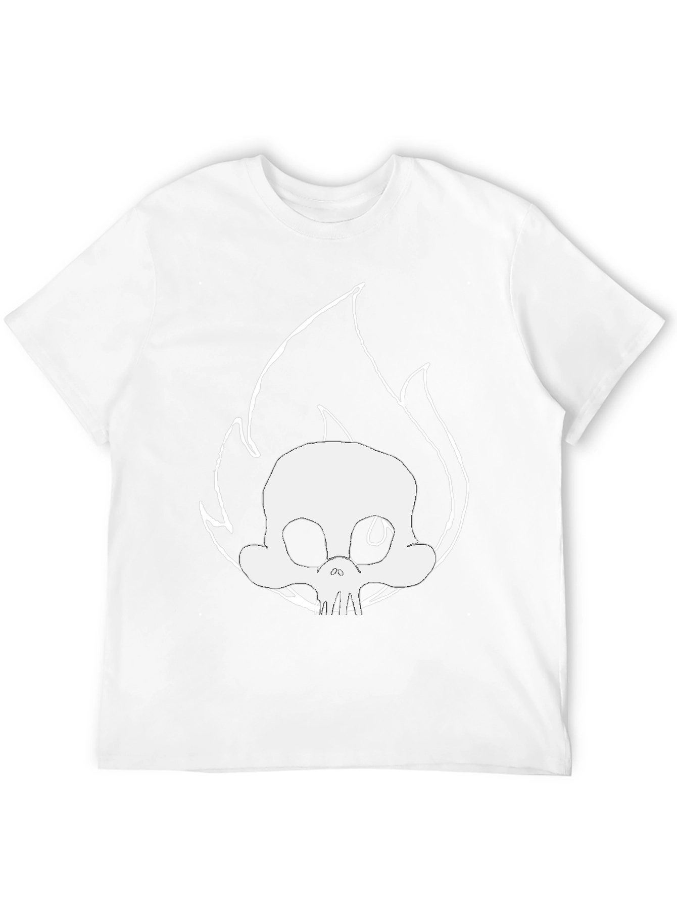 Skull on Fire Graphic Tee - Black Cotton T-Shirt