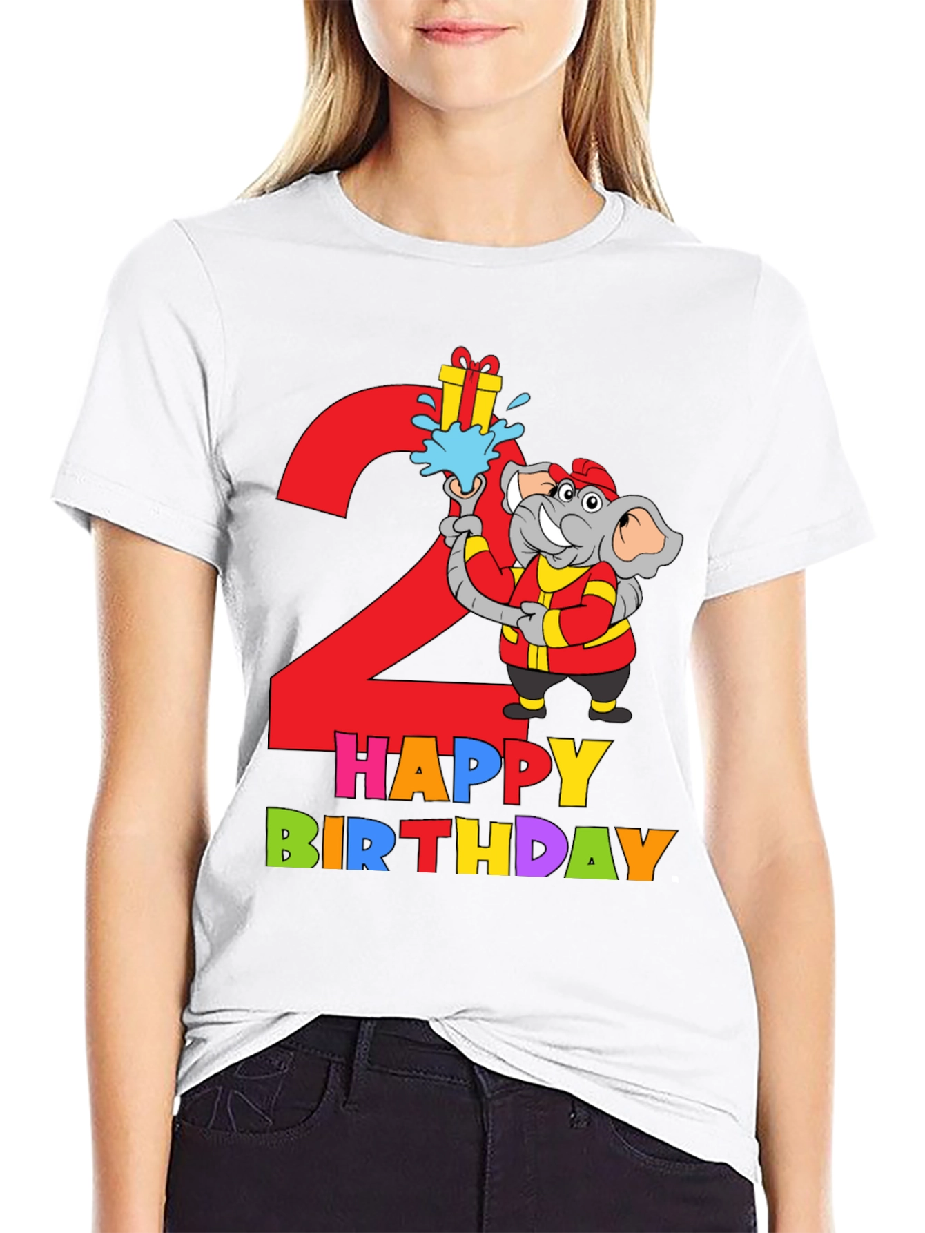 Kids 2nd Birthday Elephant Fireman T-Shirt