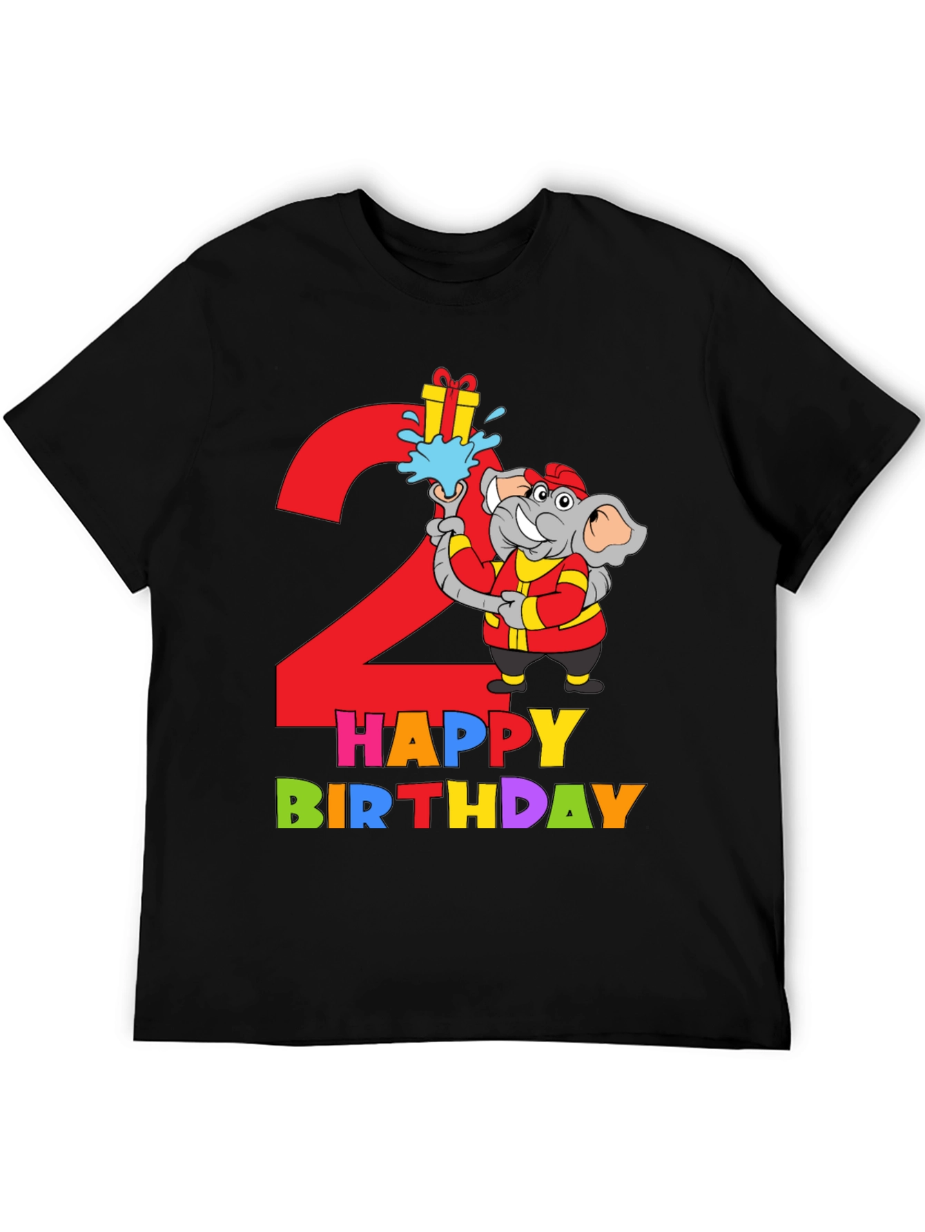 Kids 2nd Birthday Elephant Fireman T-Shirt