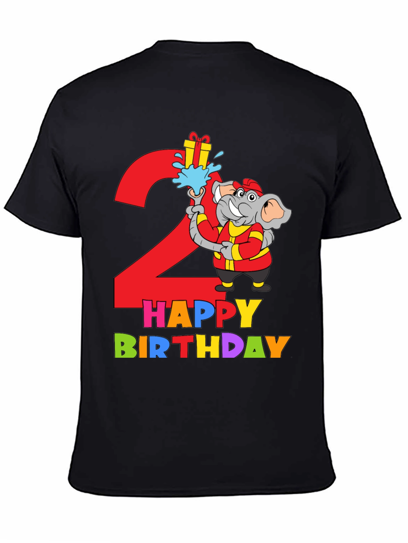 Kids 2nd Birthday Elephant Fireman T-Shirt