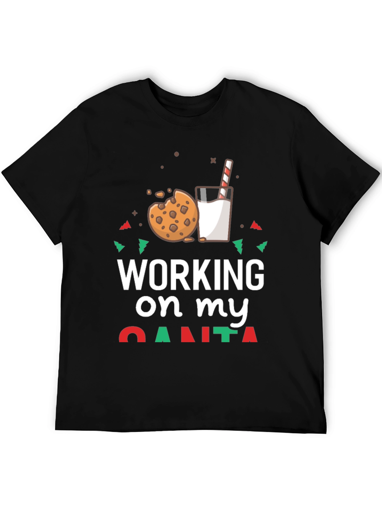 Working On My Santa Cookie Milk Graphic Tee