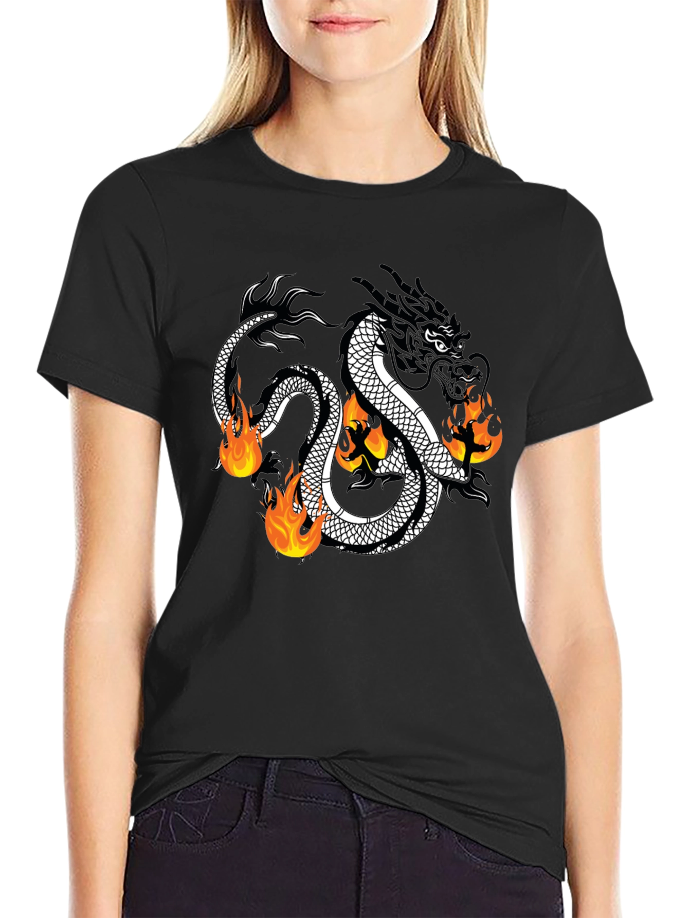 Black Dragon Fireball Graphic T-Shirt