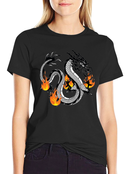 Black Dragon Fireball Graphic T-Shirt