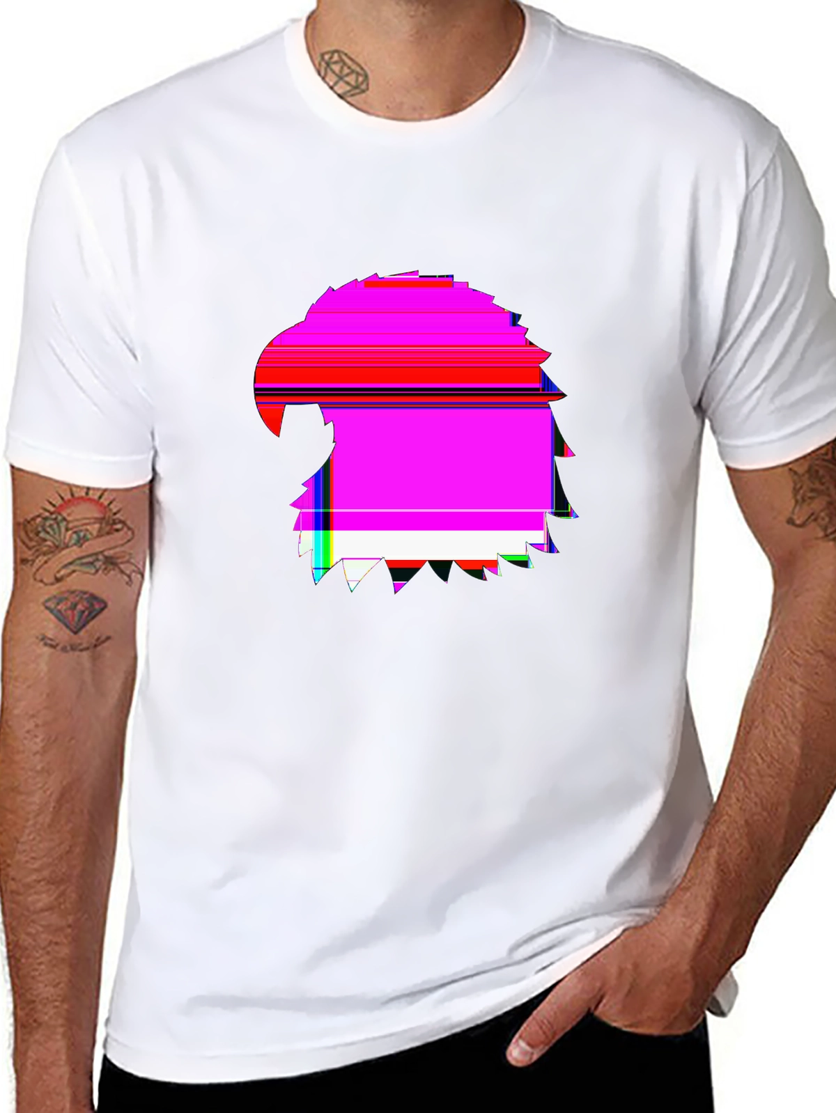 Neon Glitch Art Graphic Tee – Retro Digital Distortion Shirt