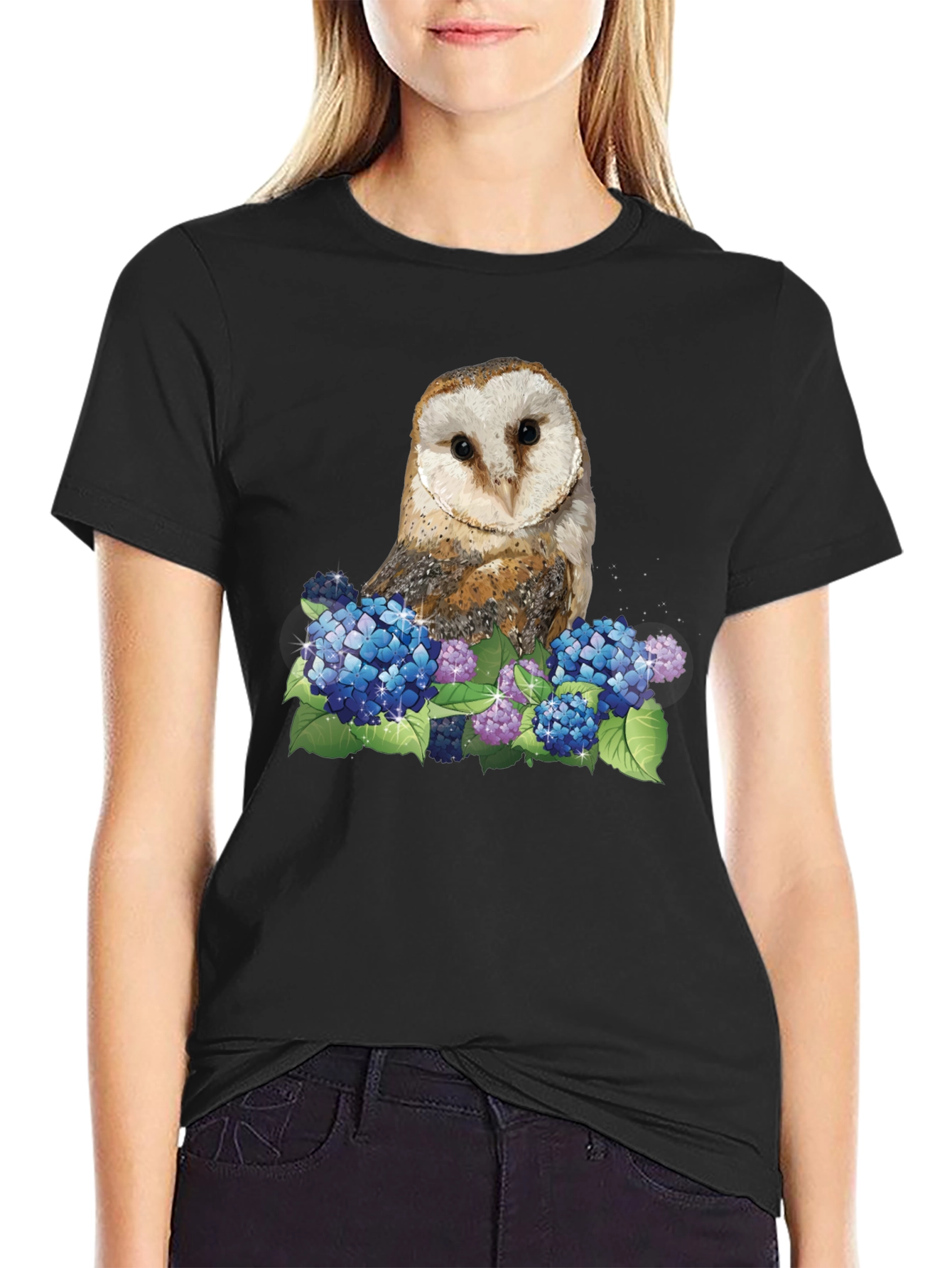 Owl & Hydrangea Graphic Tee