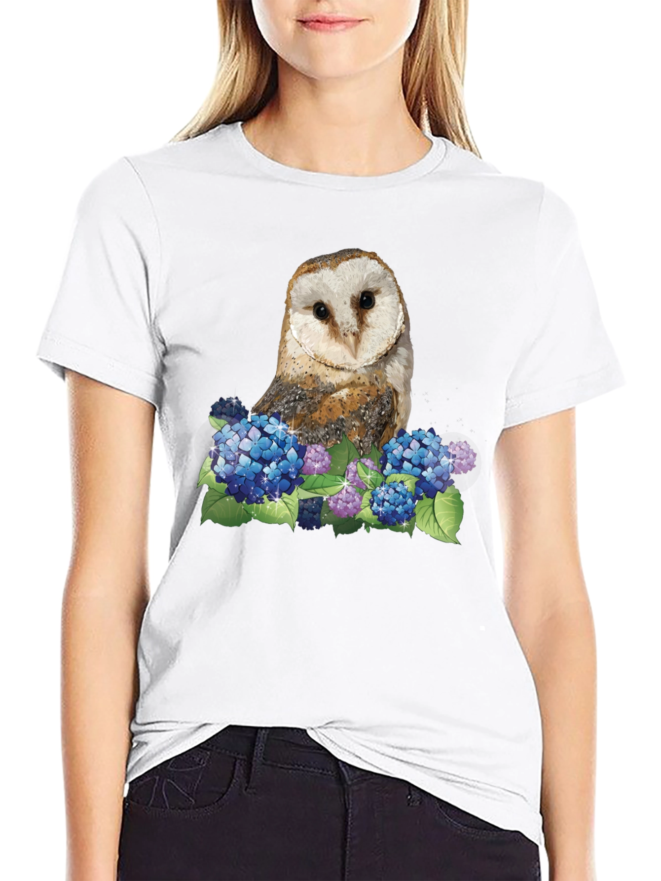 Owl & Hydrangea Graphic Tee
