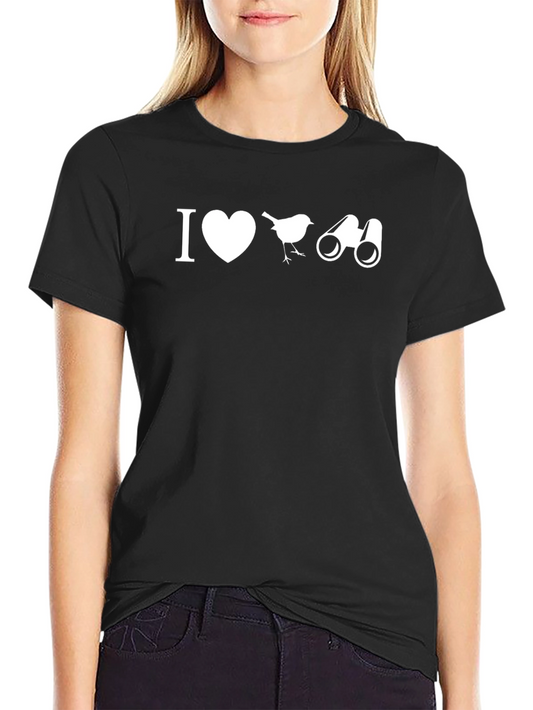 I Love Birdwatching T-Shirt: Binoculars & Bird Graphic Tee